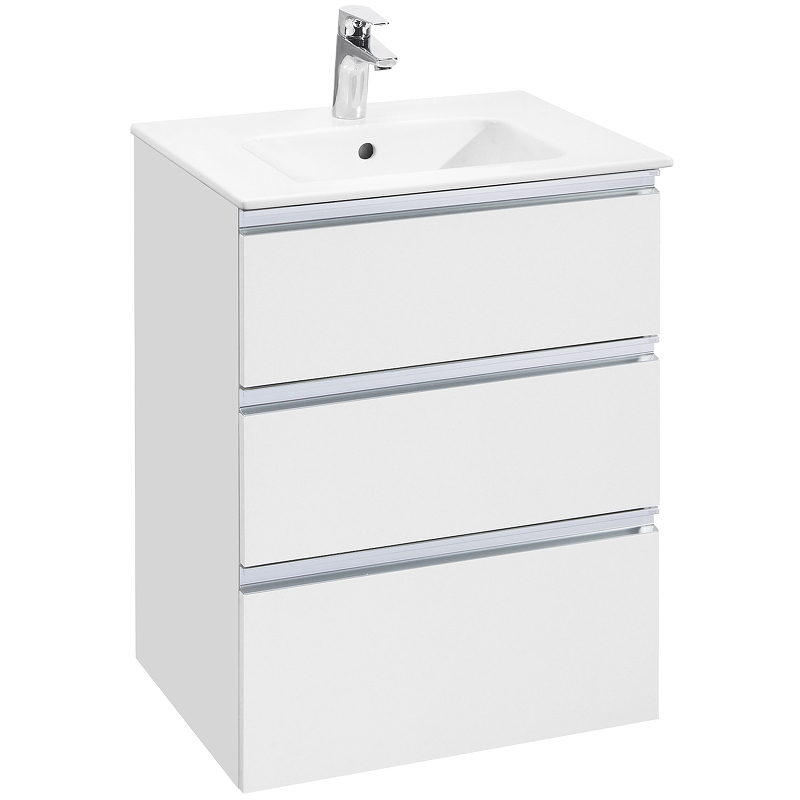 

Тумба с раковиной Roca The Gap 60 подвесная, 3 ящика, белый глянец, Белый глянцевый