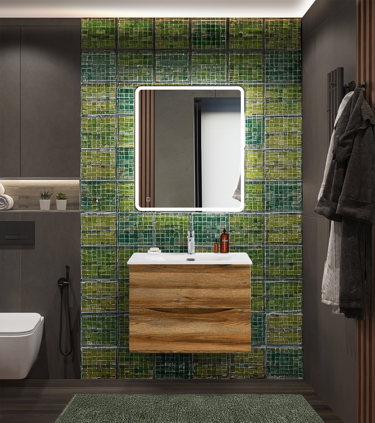 

Мебель для ванной BelBagno Marino-Cer-N 70 подвесная, 2 ящика, Rovere Rustico, Дерево, MARINO-CER-N-700-2C-SO-RR-P