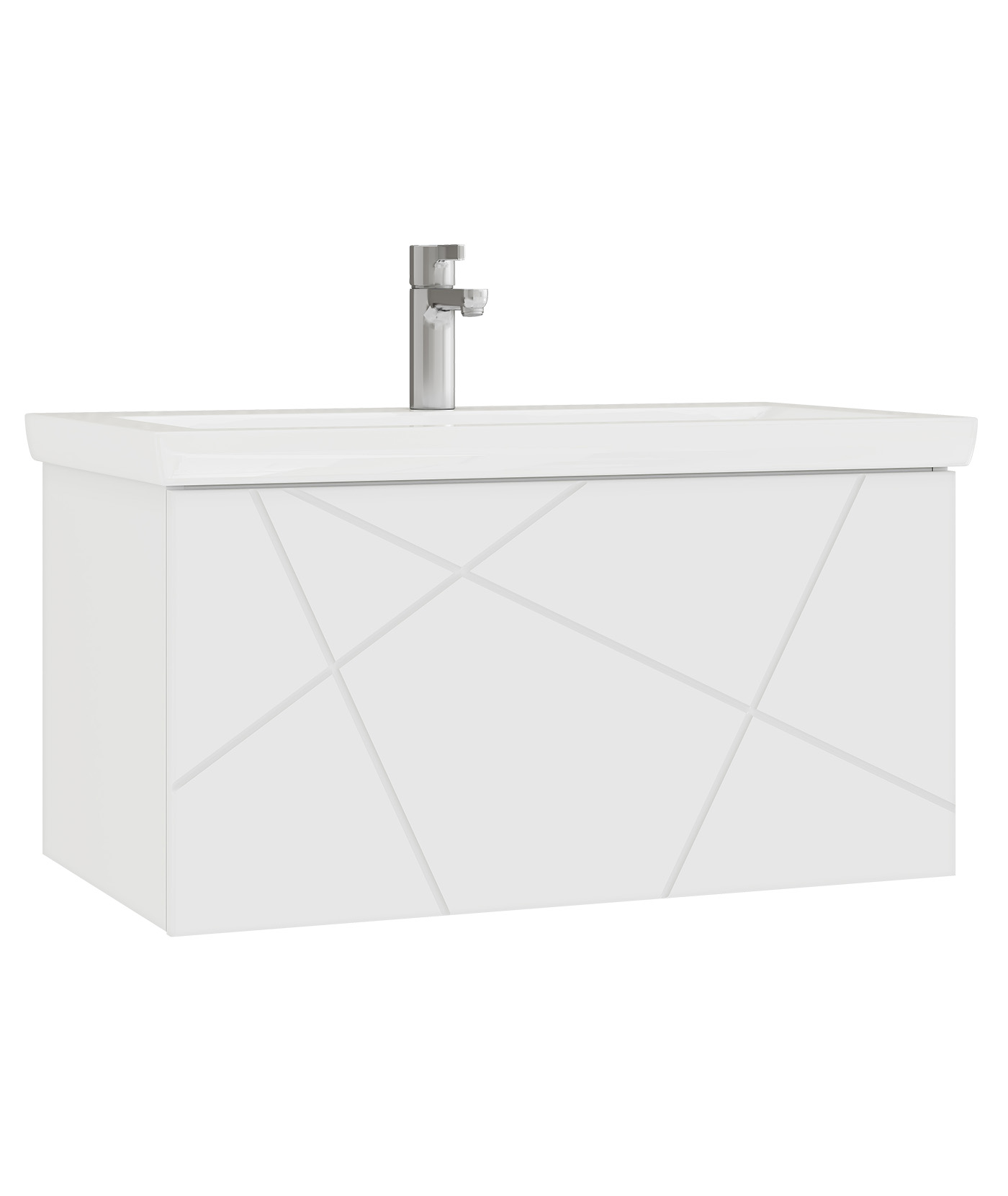 

Тумба с раковиной Vigo Geometry 80 подвесная, 1 ящик, белая (раковина Como 80), Белый, Geometry 035