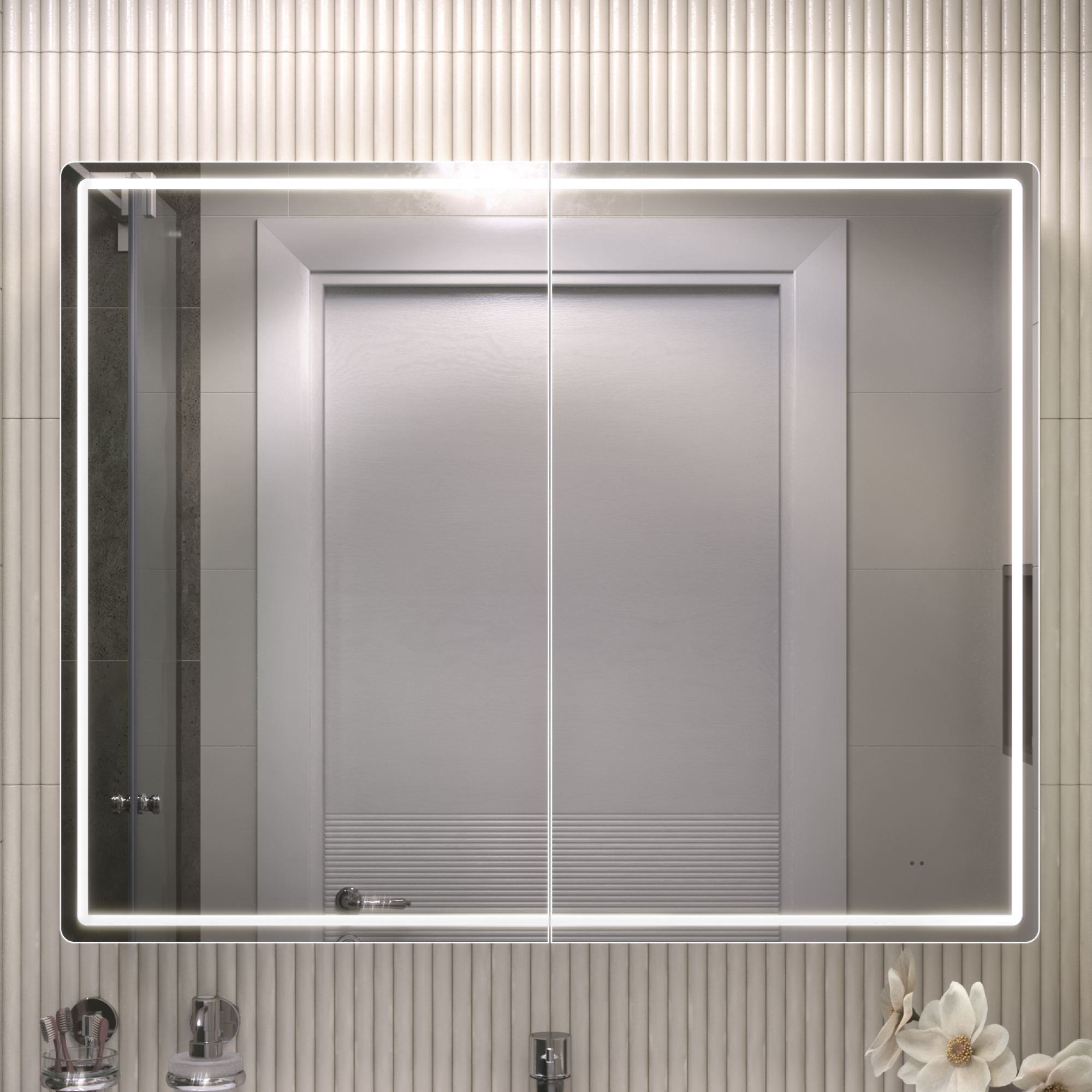 

Зеркало-шкаф Vigo Geometry Comfort 100 с LED подсветкой, бесконтактное включение (на взмах), функция антизапотевания, Белый матовый, 222
