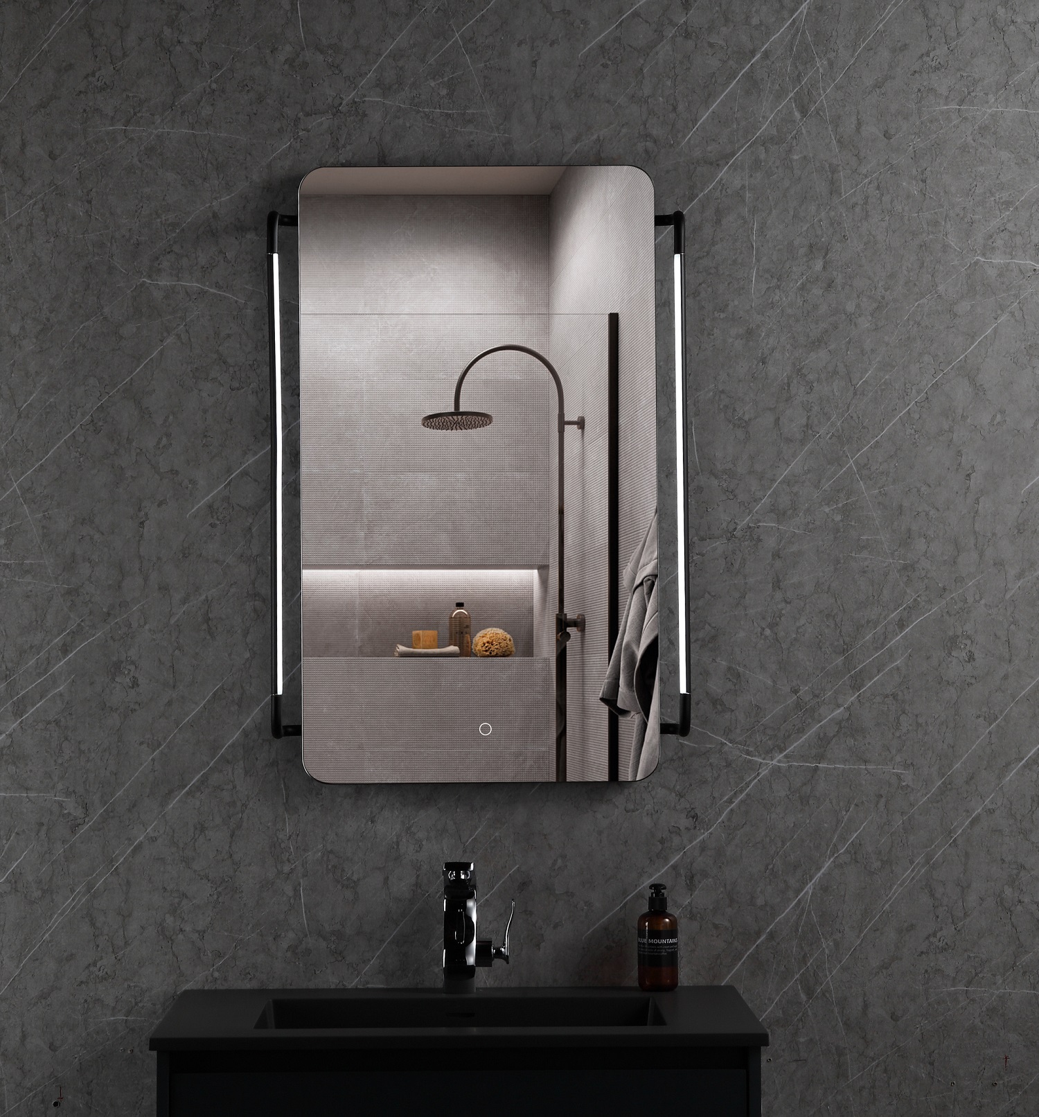 

Зеркало Esbano ESMI3732H2D 60х80 см, со встроенной подсветкой, Черный, ESMI3732H2D
