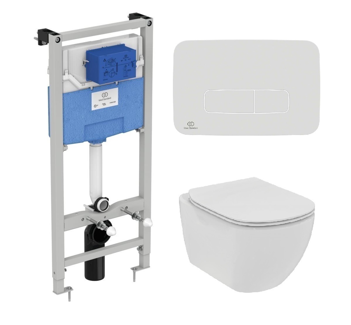 

Комплект инсталляция Ideal Standard Prosys Frame R020467+унитаз Ideal Standard Tesi Rimless T536001+кнопка смыва R0459AW, Белый, R020467+T536001+R0459AW