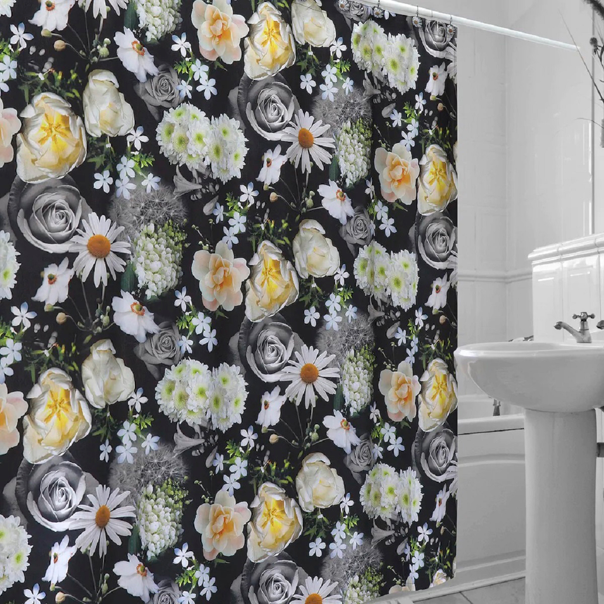 

Штора для ванной Creative Bath Moonlight Garden S1264BLK, Черный / рисунок