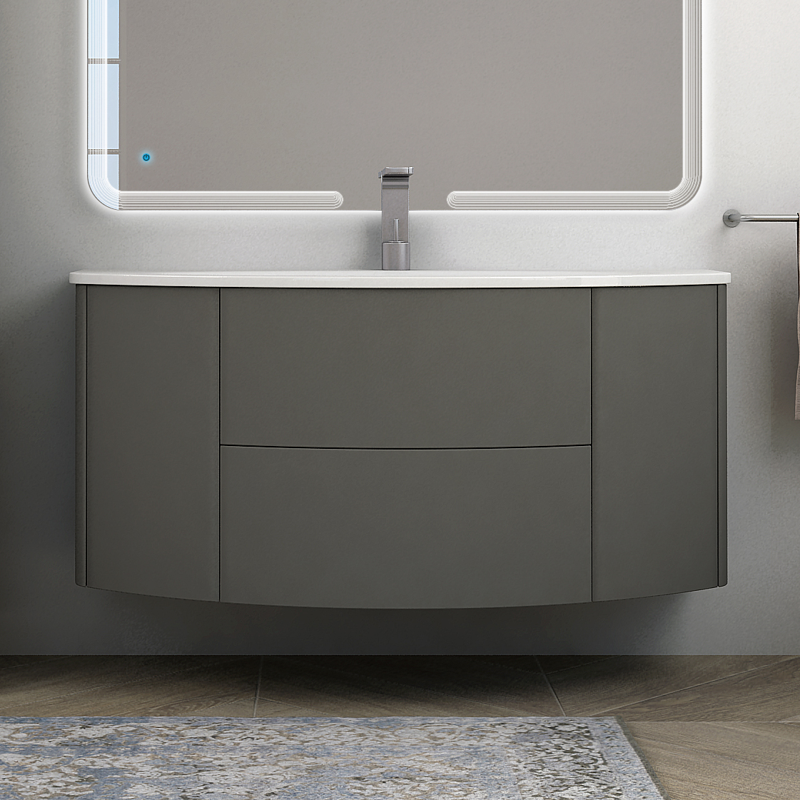 

Тумба с раковиной Cezares Eden 120 grigio talpa opaco, Серый, Eden 120