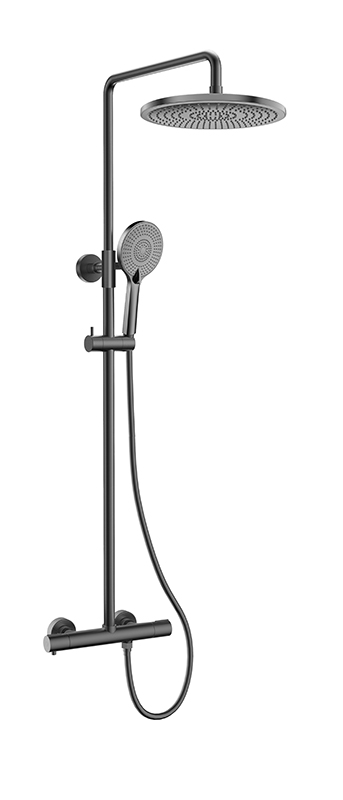 

Душевая стойка Kaiser Serio 05577-15 с термостатом, вороненая сталь, Serio 05577-2