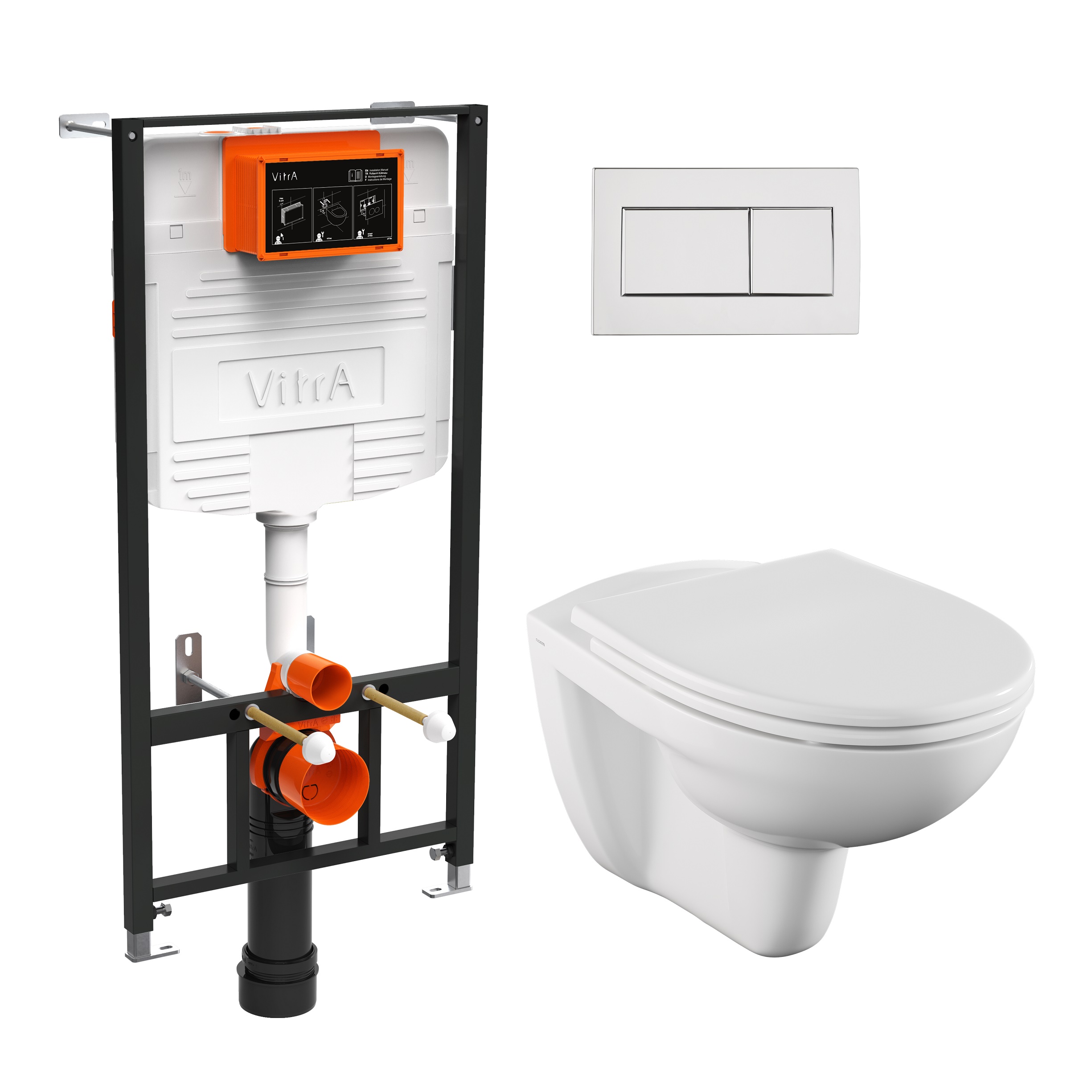 

Комплект VitrA Normus L-box 9773B003-7206 кнопка глянцевый хром, Белый, Normus L-box 9773B003-7206