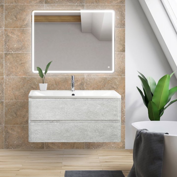 

Мебель для ванной BelBagno Albano 100 подвесная, cemento verona grigio