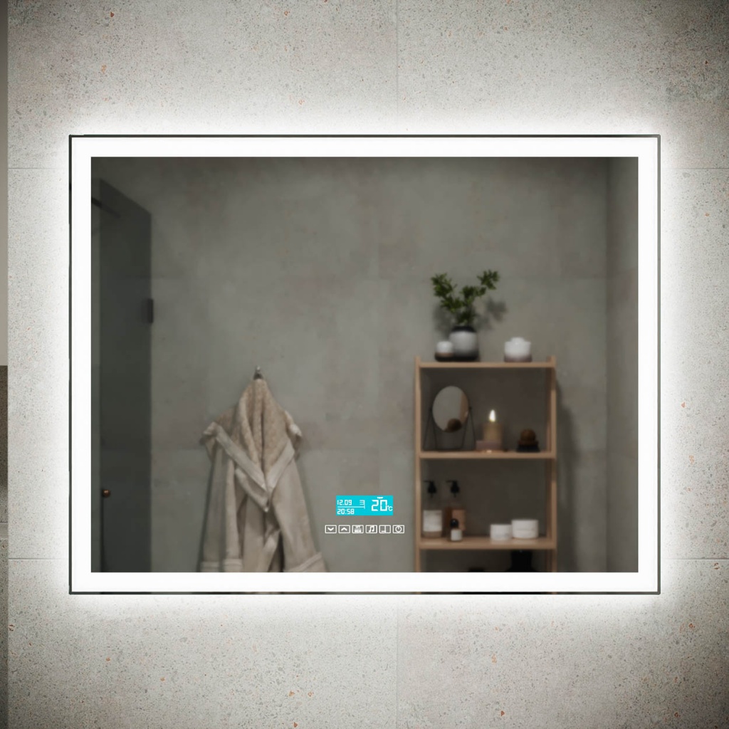 

Зеркало Sancos City 90 с подсветкой, с сенсорным выключателем, с часами, CI2.900