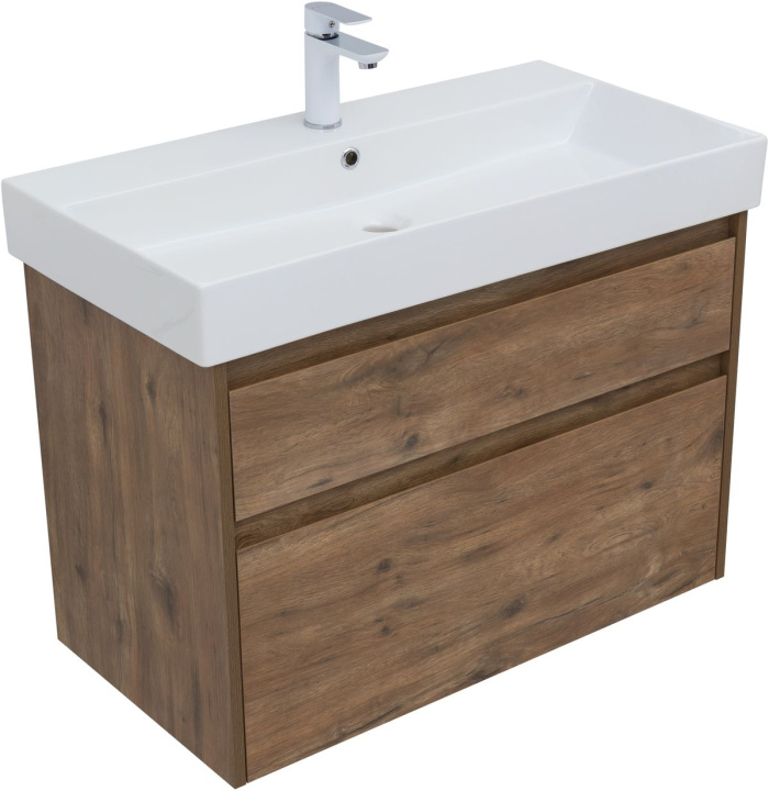 

Тумба с раковиной Aquanet Nova Lite 85 дуб рустикальный (2 ящика), Коричневый, Nova Lite 00249954
