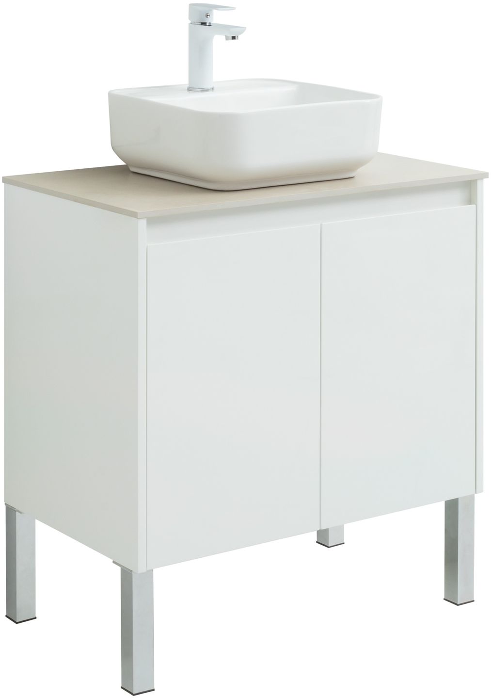

Тумба с раковиной и столешницей Aquanet Nova Lite 75 белый глянец, 2 дверцы, Nova Lite 75