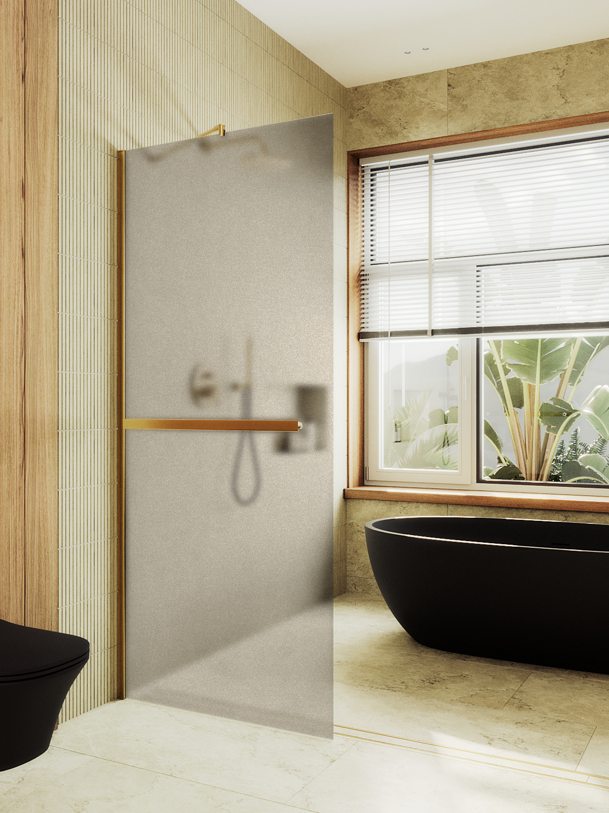 

Душевая перегородка Maybah Glass MGD-710-3ш 109х195 см, профиль золото, стекло бронза матовое, MGD-710-3ш