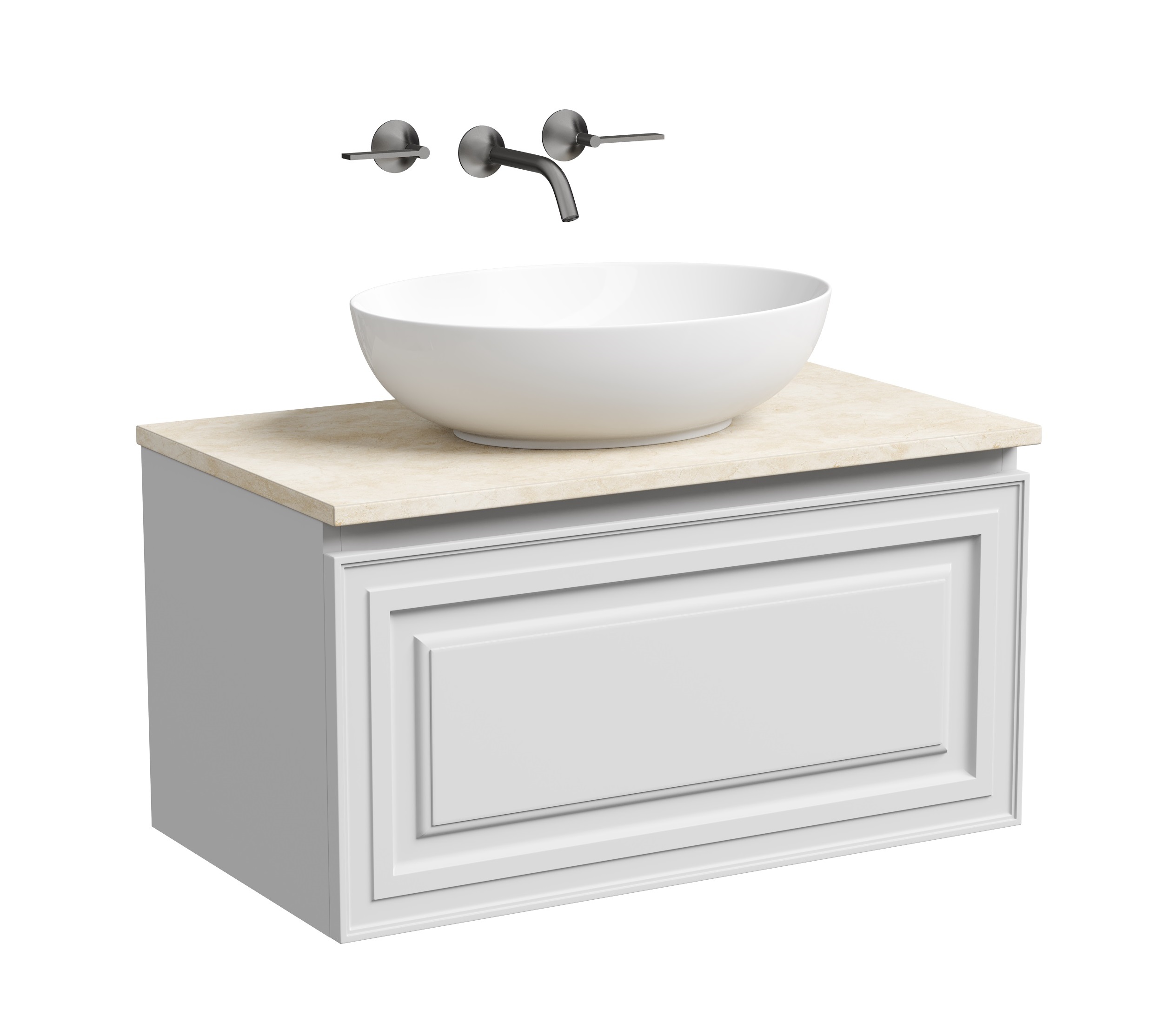 

Тумба со столешницей Sancos Very 80 подвесная, столешница kreman, Bianco (без отверстия под смеситель), Белый матовый, Very VR80W