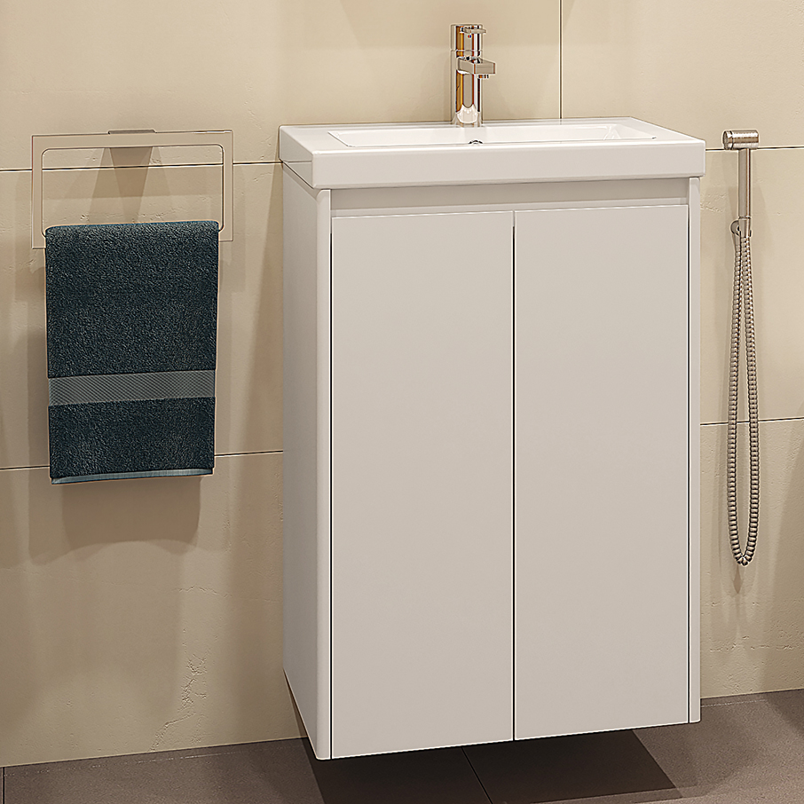 

Тумба с раковиной Velvex Klaufs 50 белая, подвесная, Белый, Klaufs 50.2D