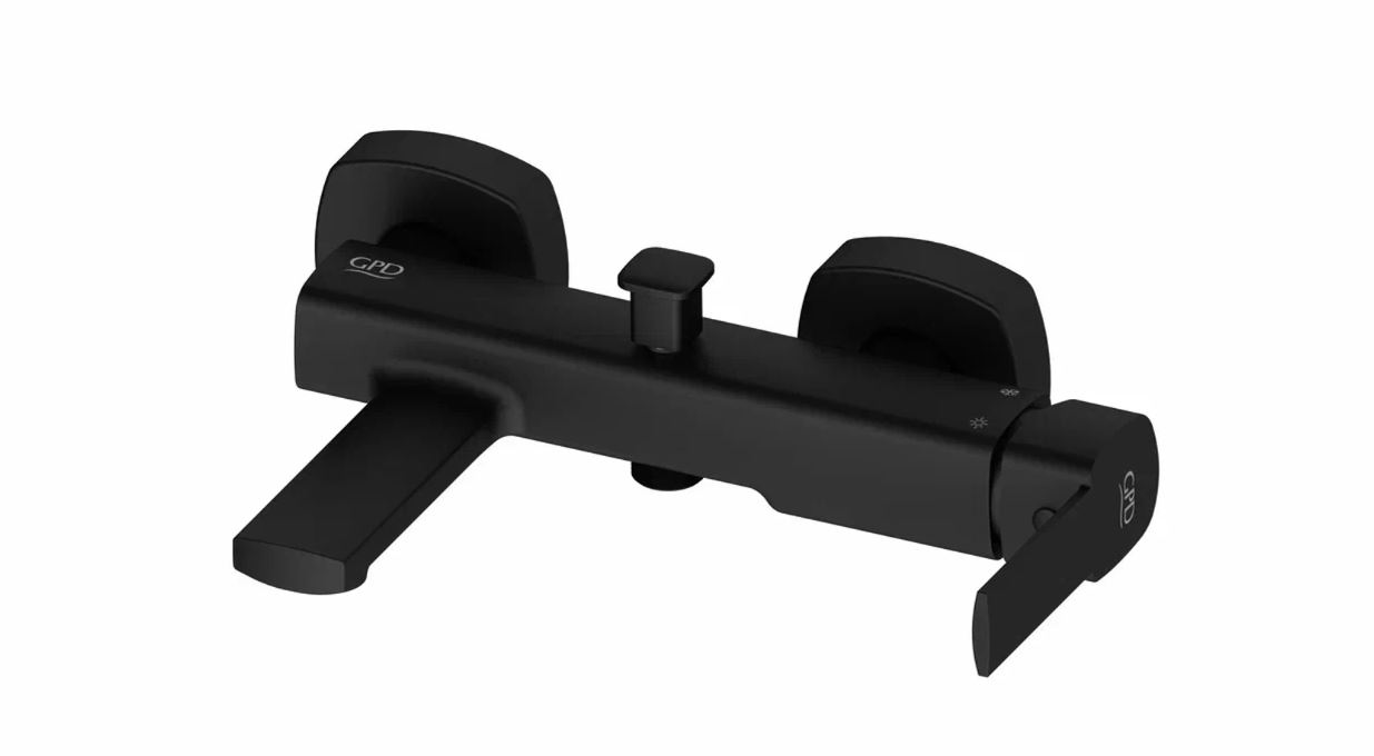 

Смеситель GPD Pedra Colored MBB160-S для ванны с душем черный матовый, MBB160-S