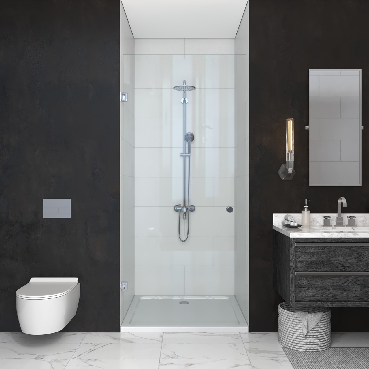 

Душевая дверь в нишу CrystallGlass 70х200 см, распашная, профиль хром полированный, стекло осветленное, CG-R-70200ChOptiwhite