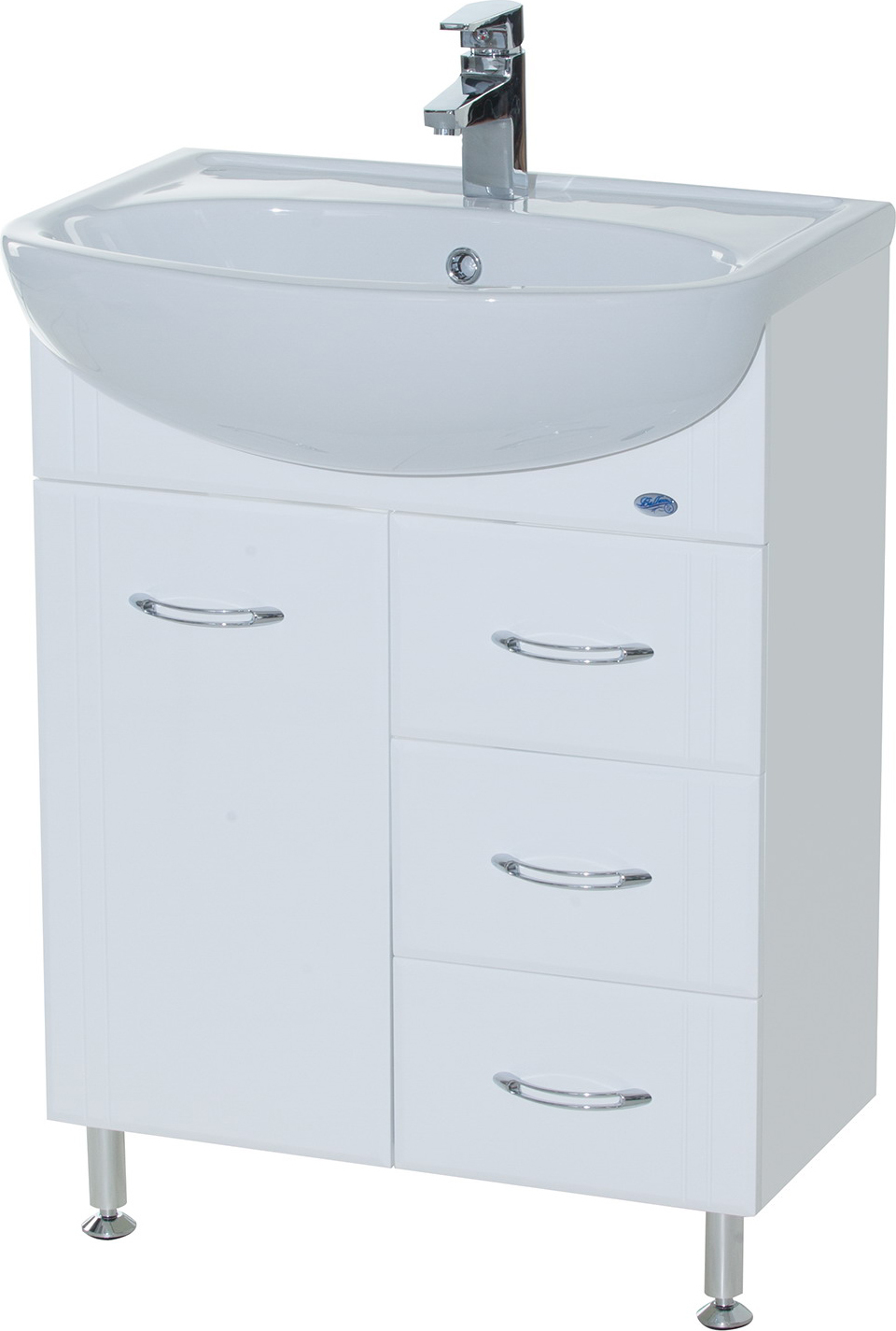 

Тумба с раковиной Bellezza Уют 60 3 ящика белая, Белый, Уют 60