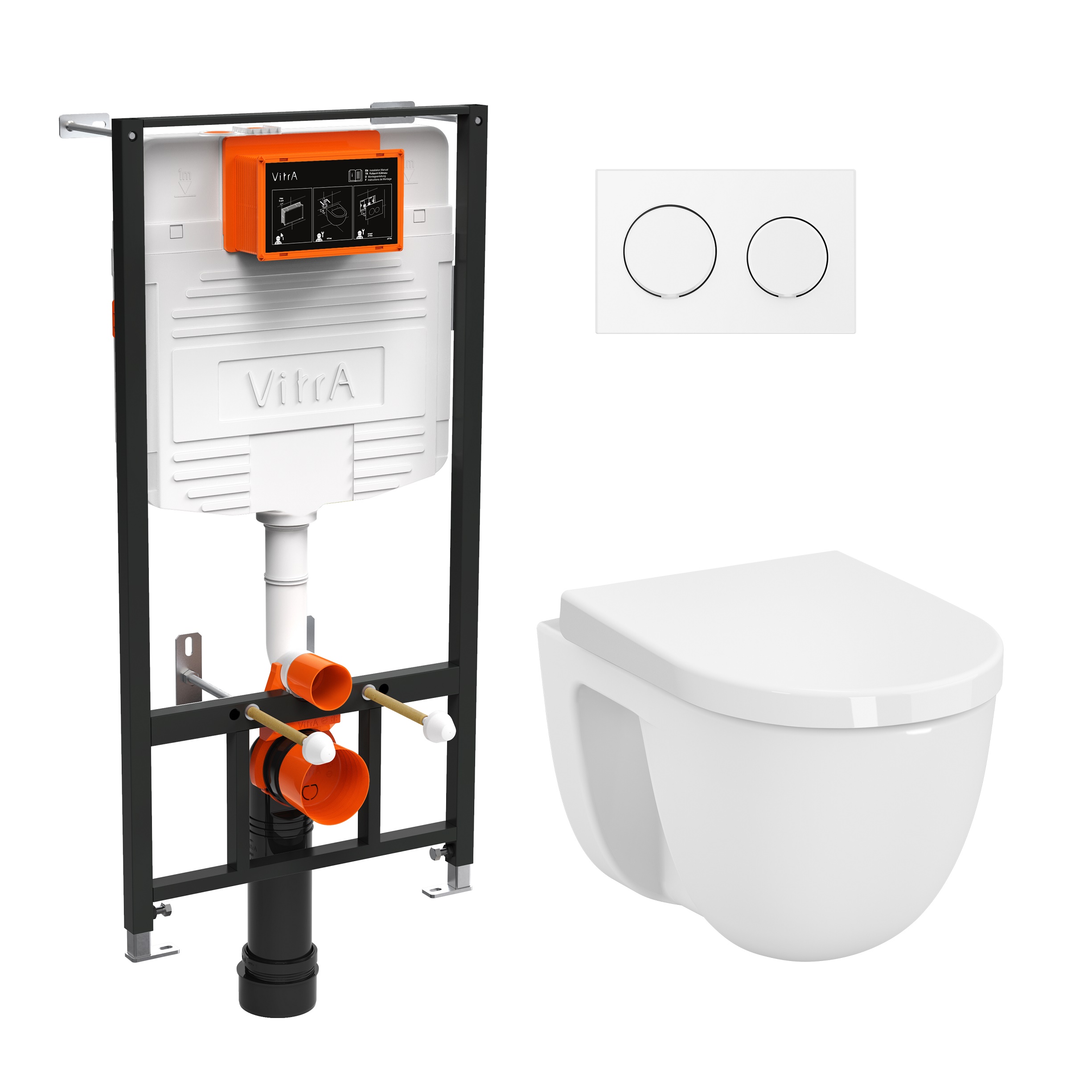 

Комплект VitrA S40 9005B003-7211 с толстым сиденьем, кнопка хром глянцевый, Белый / хром, S40 9005B003-7211