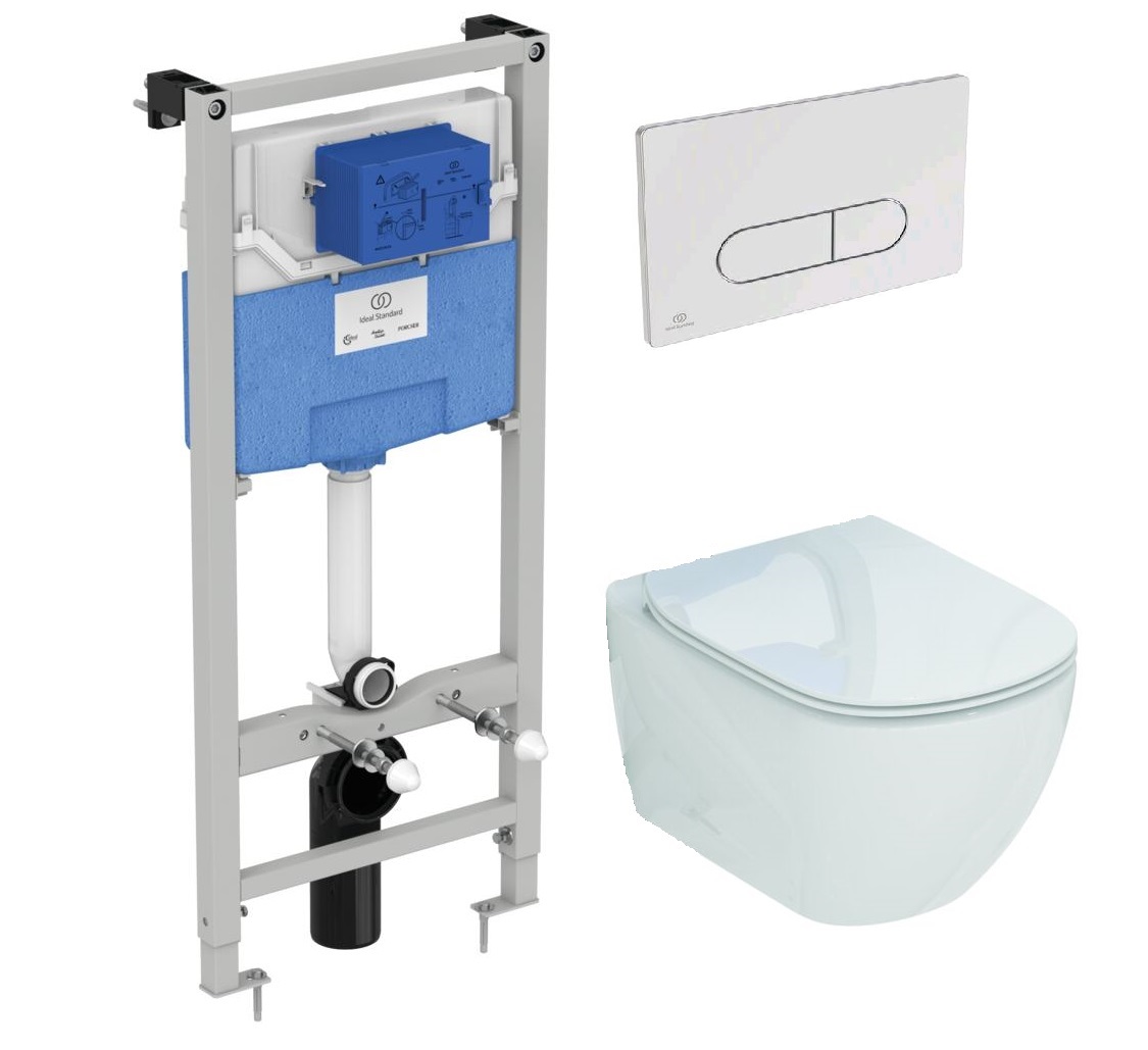 

Комплект инсталляция Ideal Standard Prosys Frame R020467+унитаз Ideal Standard Tesi T007901+кнопка смыва R0115AA, Белый, R020467+T007901+R0115AA