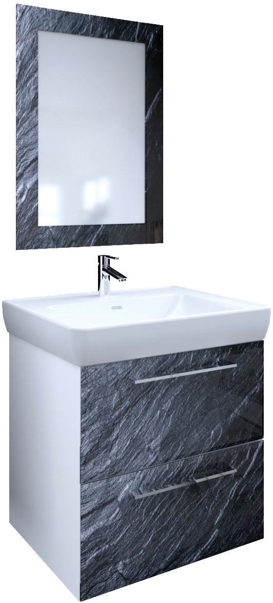 

Мебель для ванной Marka One Visbaden 70П black stone, Белый