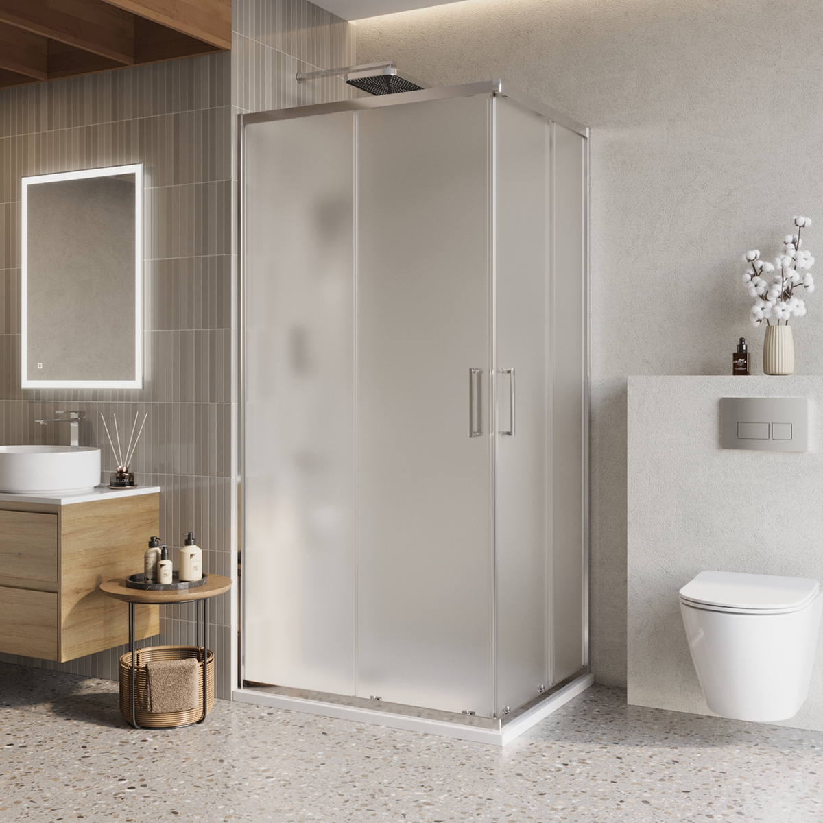 

Душевой уголок BelBagno Luce LUCE-AH-2-100/80-P-Cr 100х80 профиль хром, стекло матовое, LUCE-AH-2-100/80-P-Cr