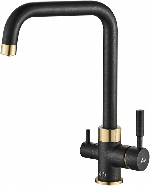 

Смеситель Steel Hammer SH 715 BLACK BR для кухонной мойки, Черный / бронза
