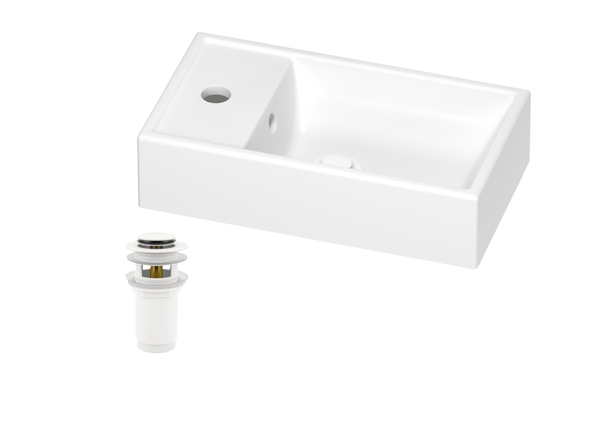 

Раковина Wellsee WC Area 202010490 40х22 с донным клапаном в цвете матовый белый, 202010490
