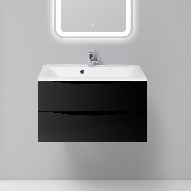 

Тумба с раковиной BelBagno Marino 80 nero lucido, Черный, Marino 80