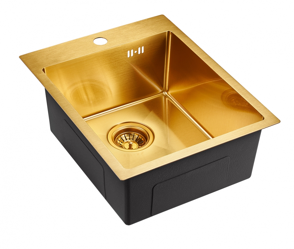 

Мойка кухонная Emar PVD 201 EMB-128A PVD Nano Golden золото, EMB-128A PVD Nano Golden