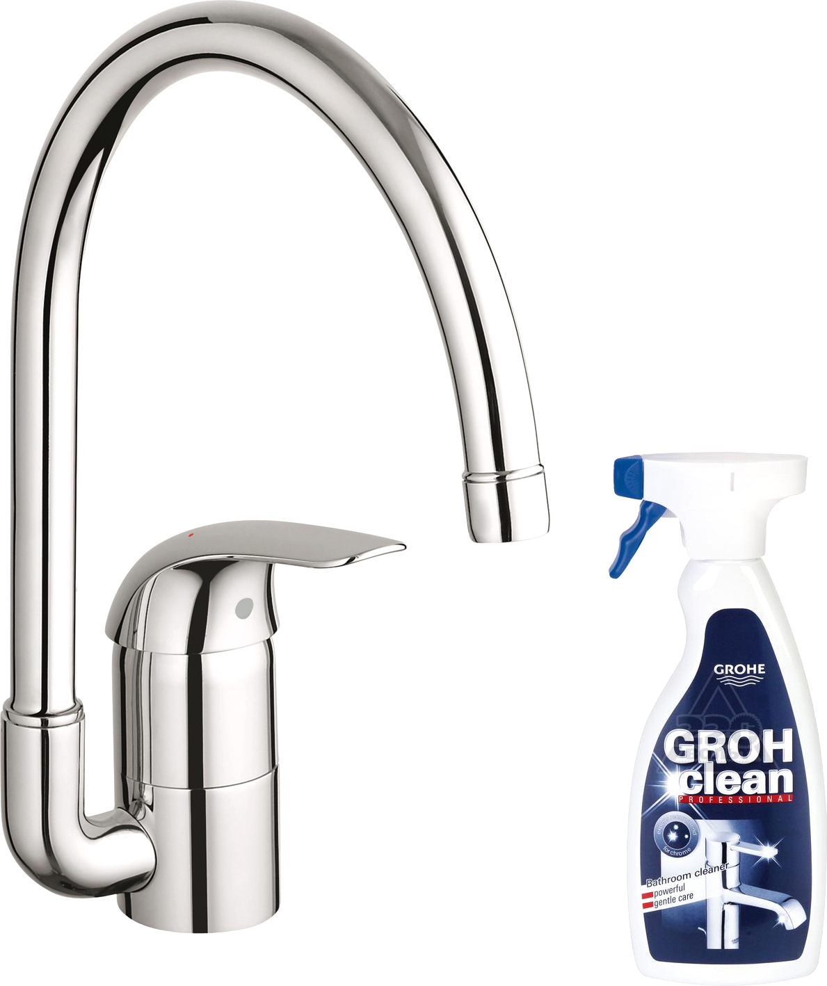 

Смеситель для кухонной мойки Grohe Euroeco 32752000 + средство для очистки, Хром, Euroeco 32752000