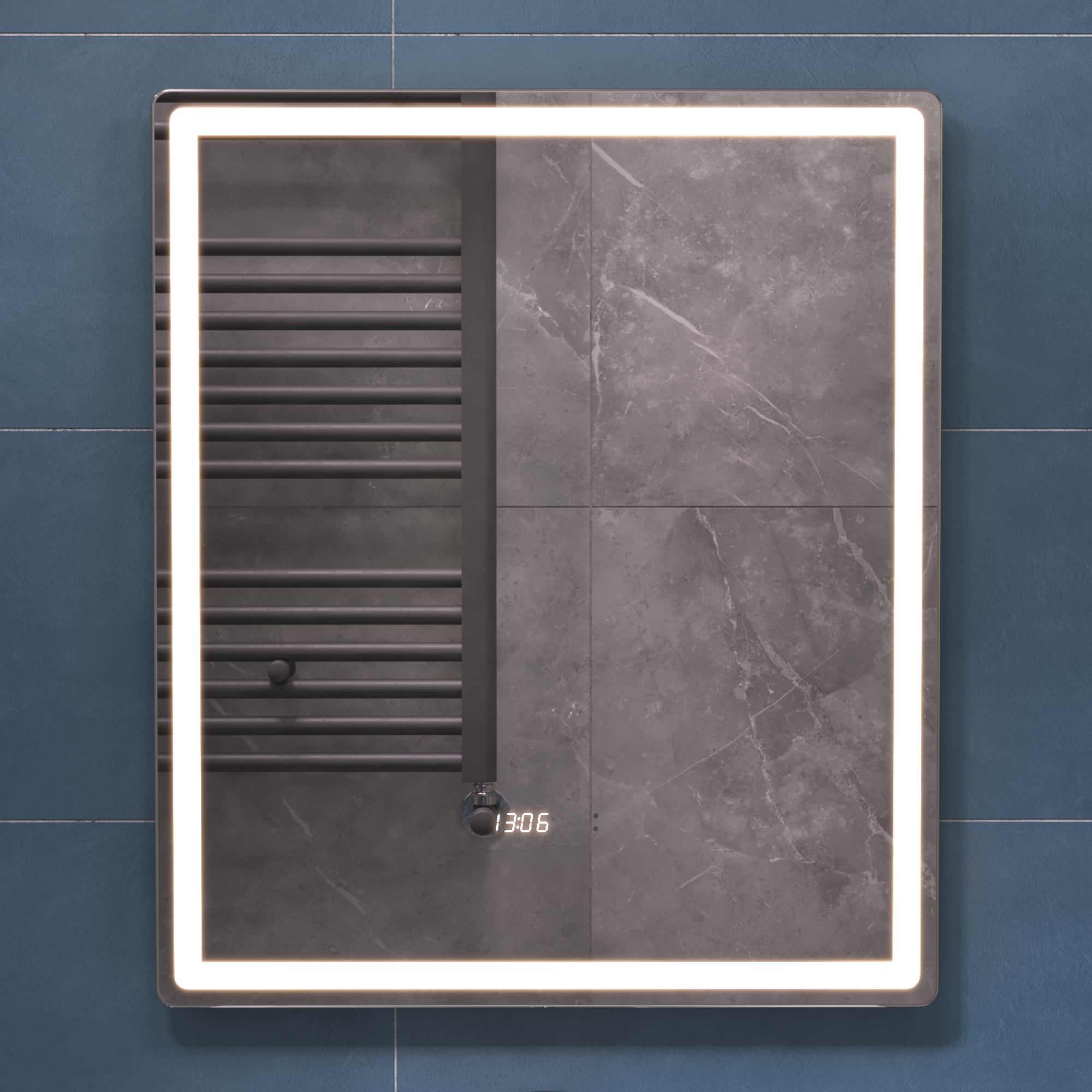 

Зеркало Vigo Geometry Luxe 60х70 с подсветкой, бесконтактное включение (на взмах), функция антизапотевания, часы, Белый, 208