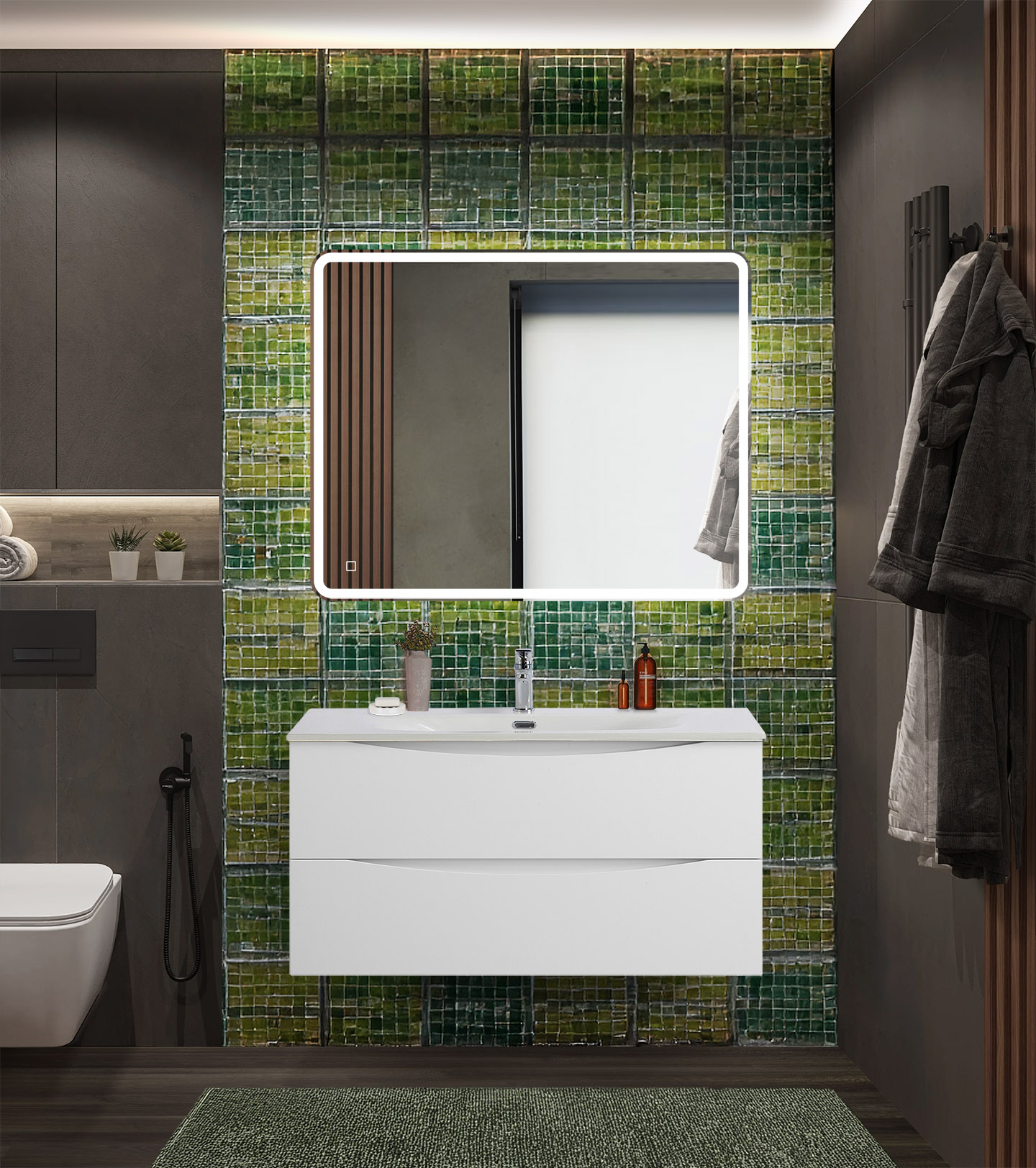 

Мебель для ванной BelBagno Marino-Cer-N 100 подвесная, 2 ящика, Bianco Lucido, Белый глянцевый, MARINO-CER-N-1000-2C-SO-BL-P