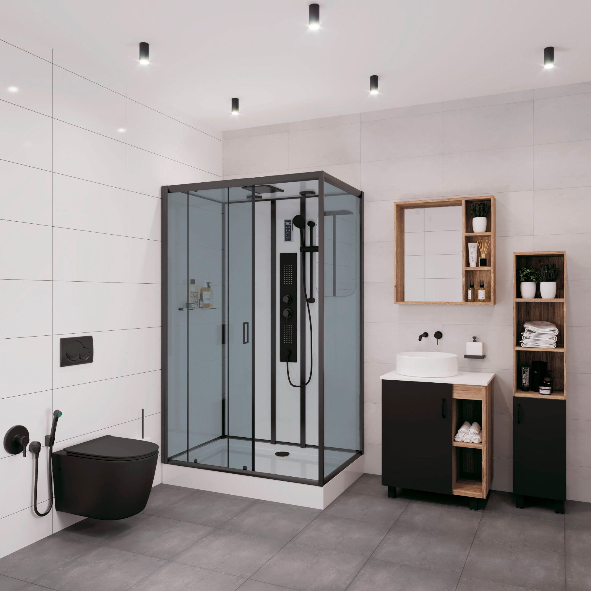 

Душевая кабина Niagara Premium NG-6912-01GQL BLACK 120х80х210 левая, черная