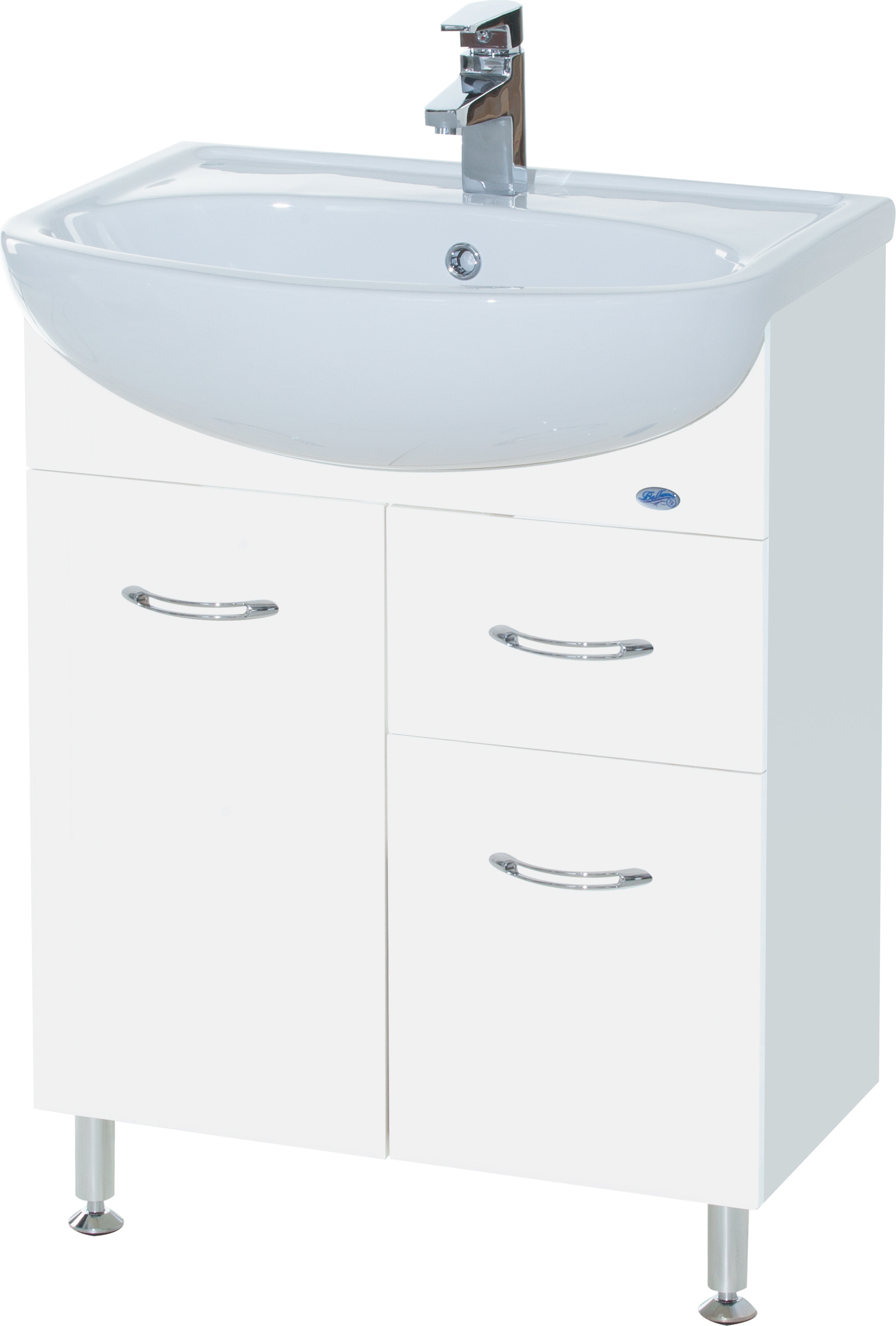 

Тумба с раковиной Bellezza Уют 60 1 ящик белая, Белый, Уют 60