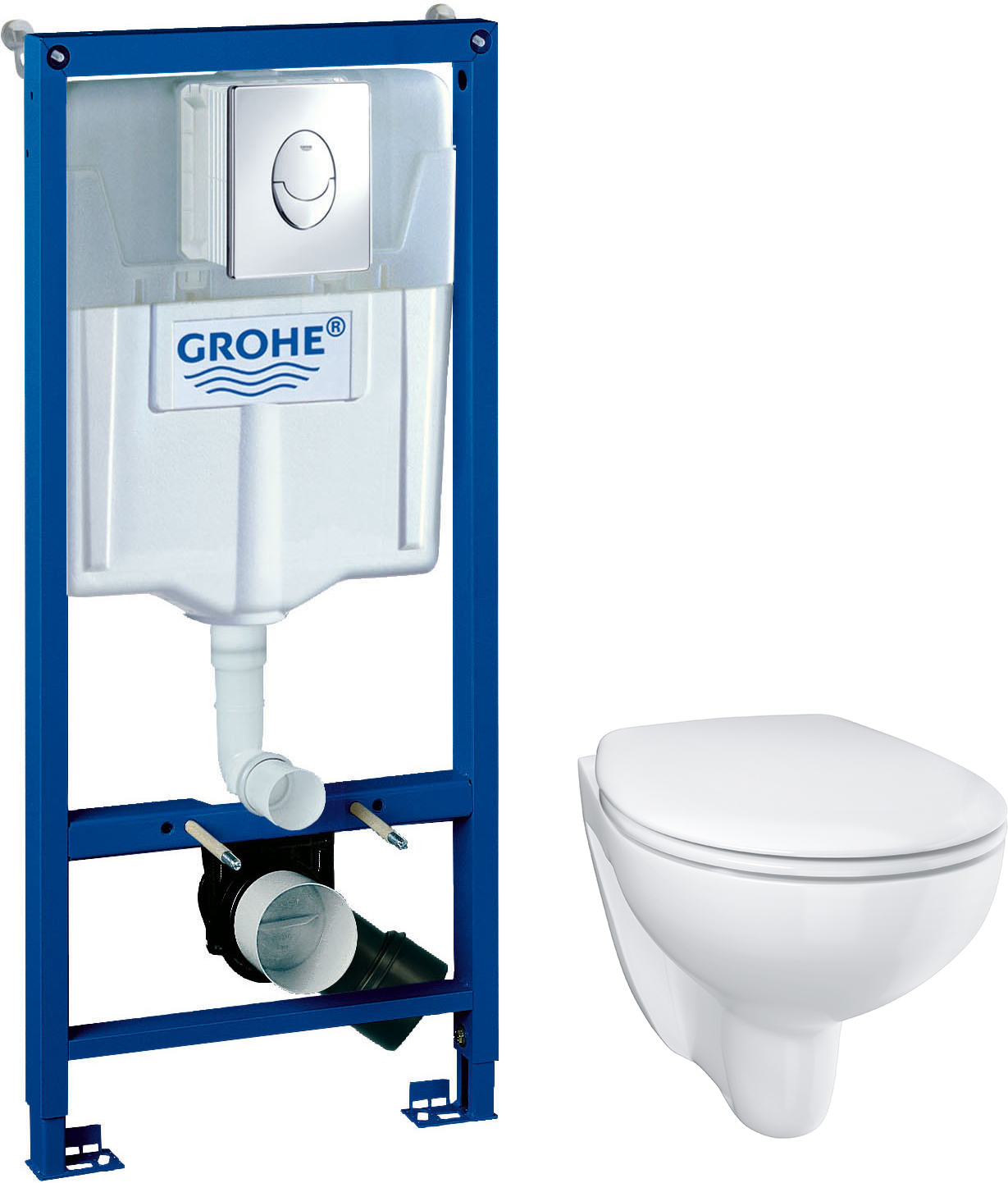 

Комплект инсталляция Grohe Rapid SL 38721001 3в1 с кнопкой смыва + Унитаз Grohe Bau Ceramic 39351000, Белый, Bau Ceramic 39351000
