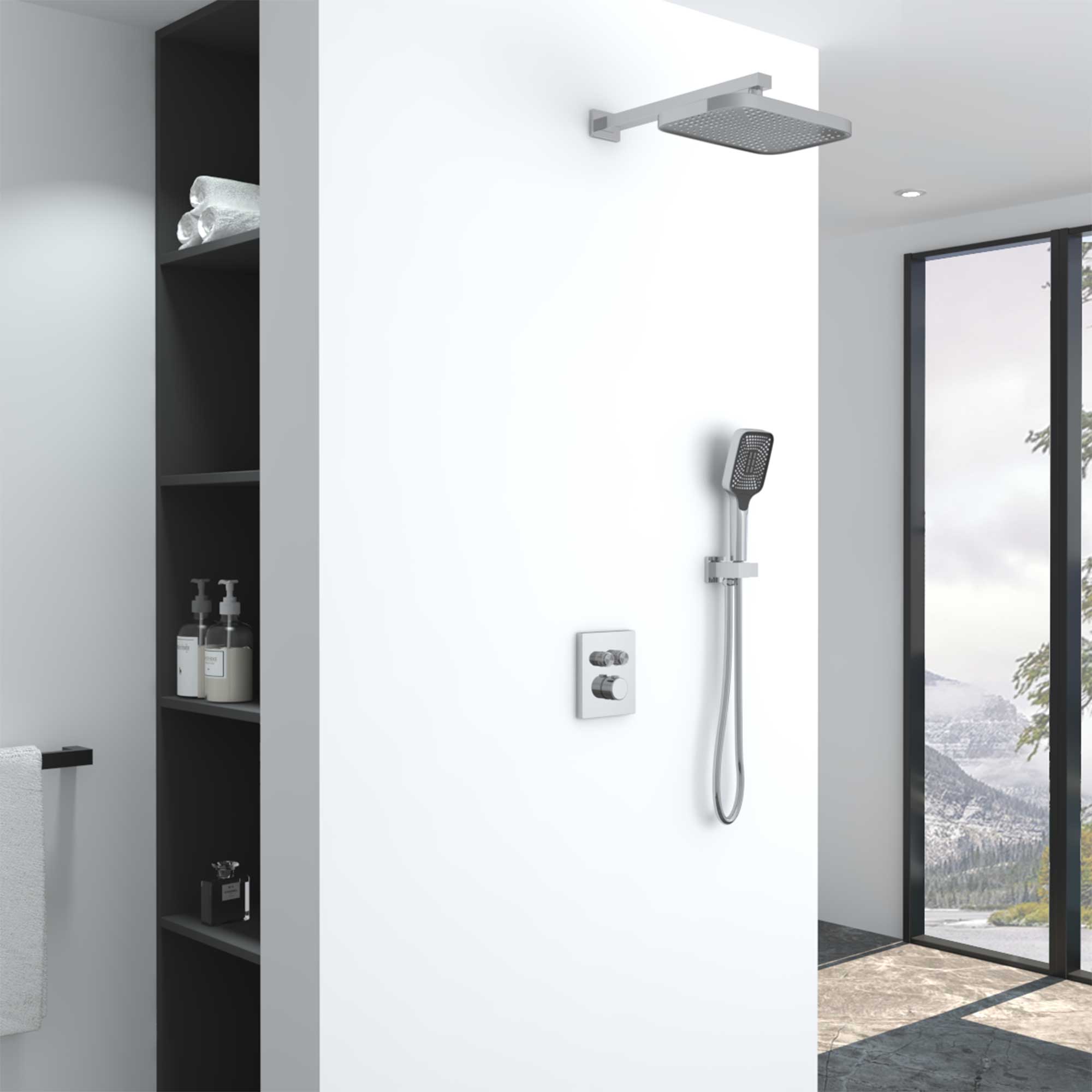 

Душевой комплект Vincea Inspire VSFW-321MT1CH встраиваемый, термостатический, двухрежимный, Черный / белый, VSFW-321MT1CH