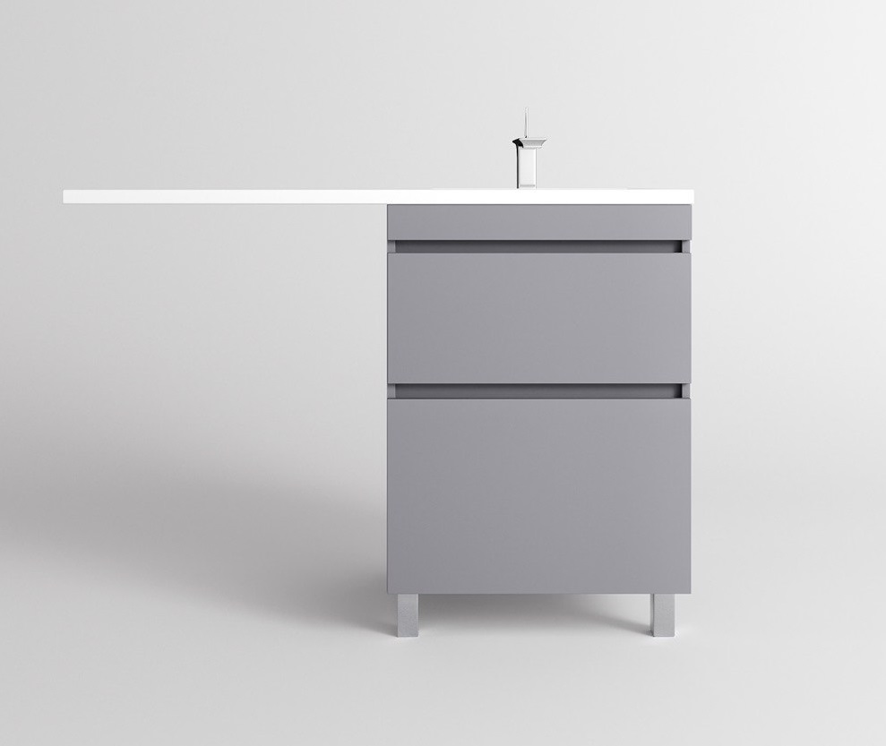 

Тумба с раковиной Style Line Даллас Леон 120 R Люкс Plus напольная, 2 ящика, серый, Серый матовый, СС-00002450