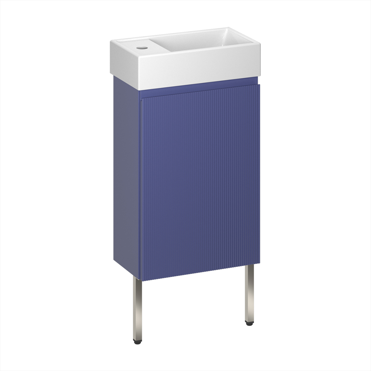 

Тумба с раковиной Wellsee WC Area 40 подвесная, ножки в цвете нержавеющая сталь, синий матовый (раковина 151802000), WC Area 40 221804000