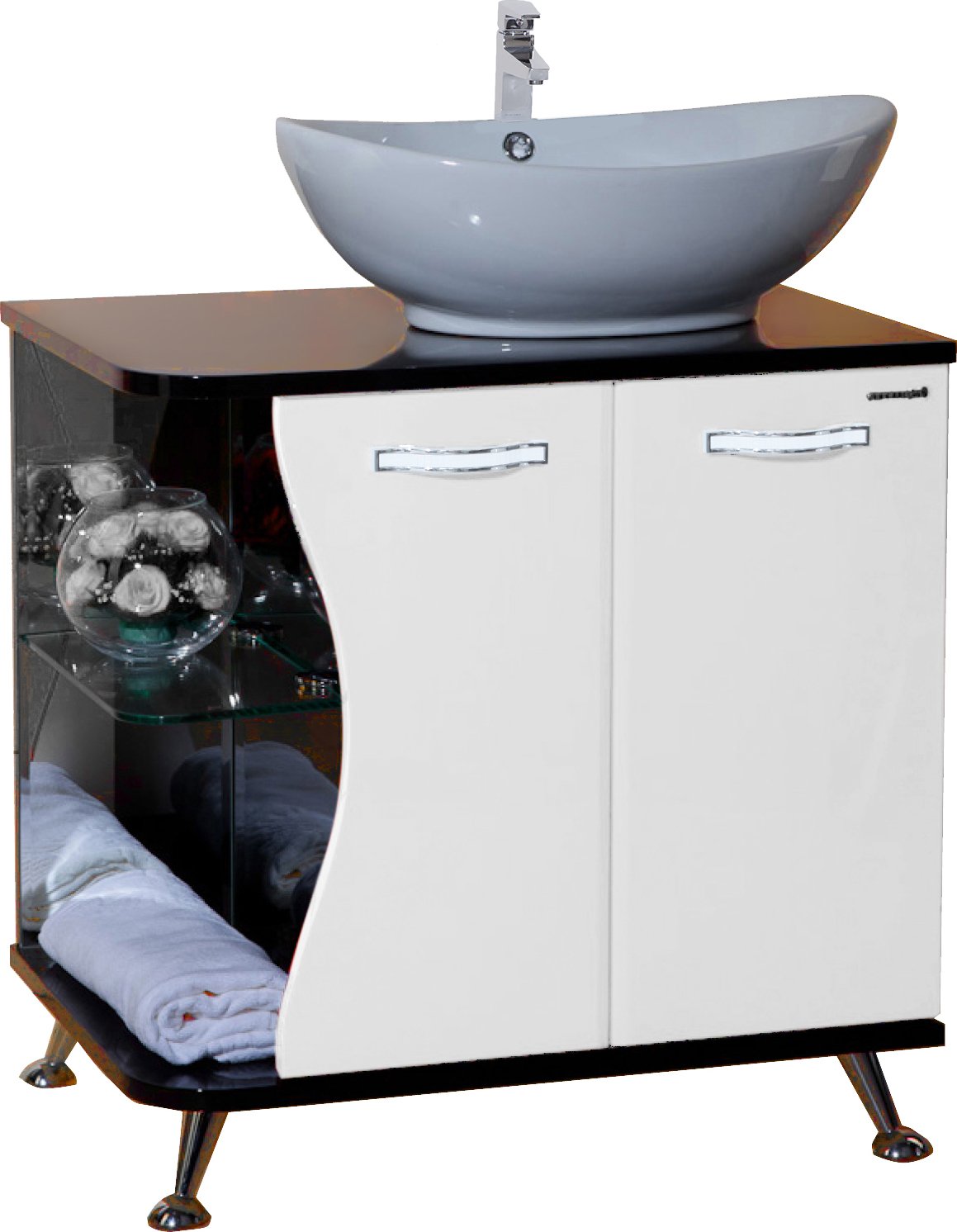 

Тумба с раковиной Bellezza Рио 70 R, черно-белая, 70 R