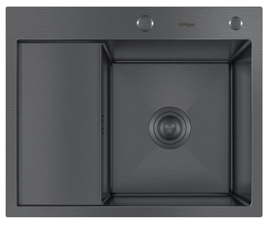 

Мойка кухонная Hoffger 5848R Black чёрная, правая чаша, Черная, HFG-5848B-R