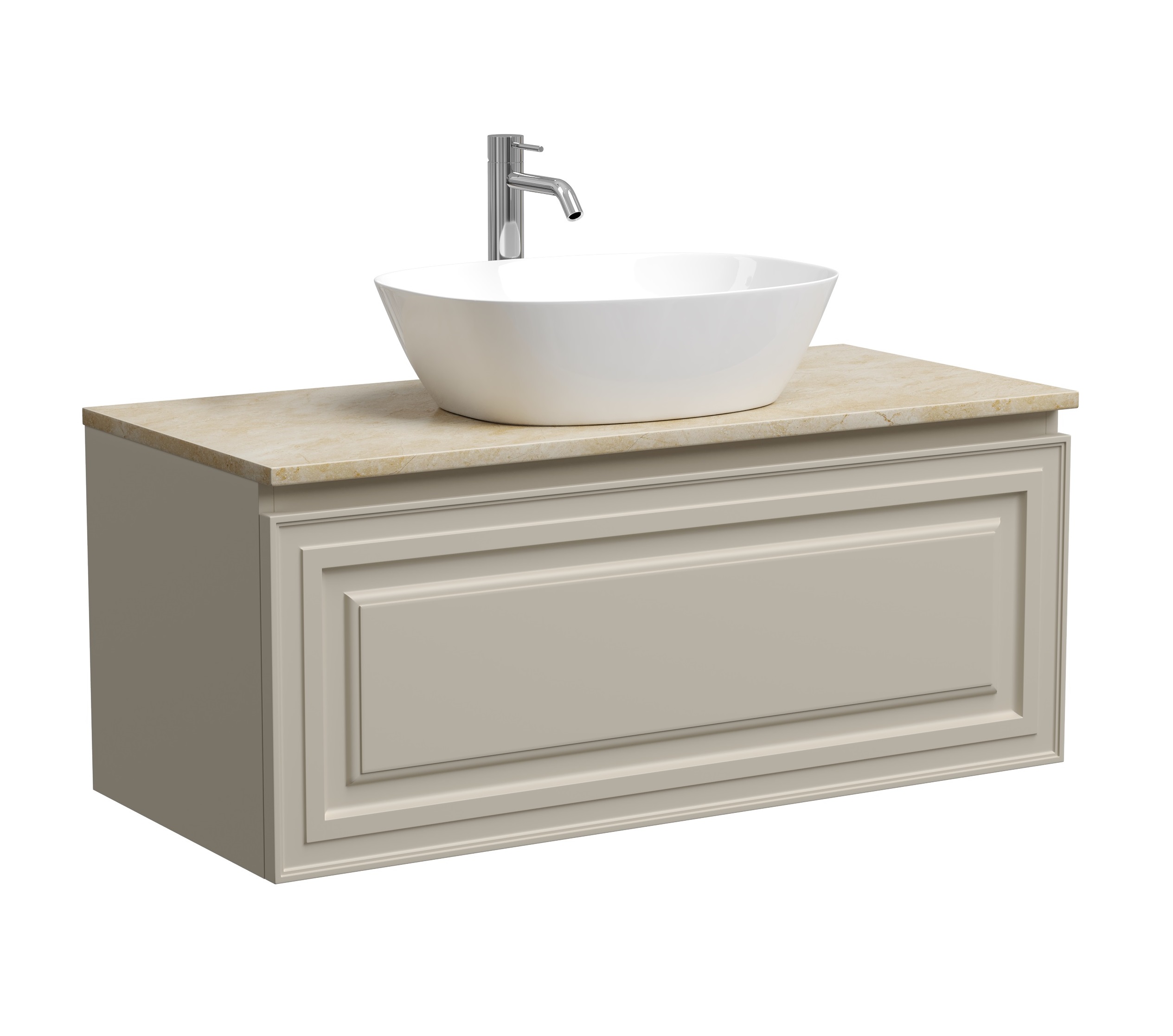 

Тумба со столешницей Sancos Very 100 подвесная, столешница kreman, Beige Soft (с отверстием под смеситель), Бежевый, Very VR100CE