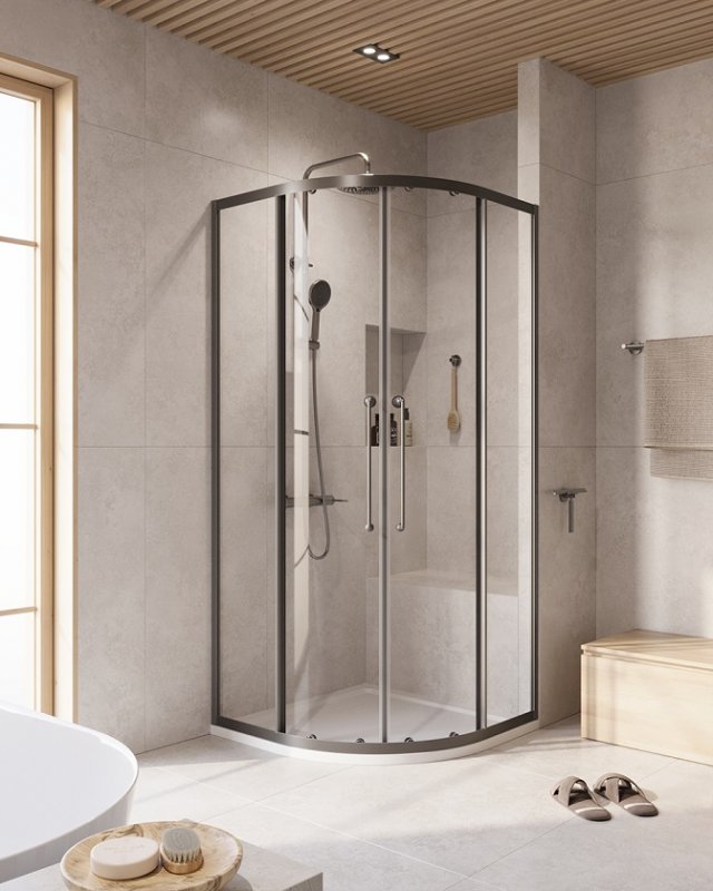 

Душевой уголок Cezares Relax-304-R-2-90-C-GM профиль оружейная сталь, стекло прозрачное, RELAX-304-R-2-90-C-GM