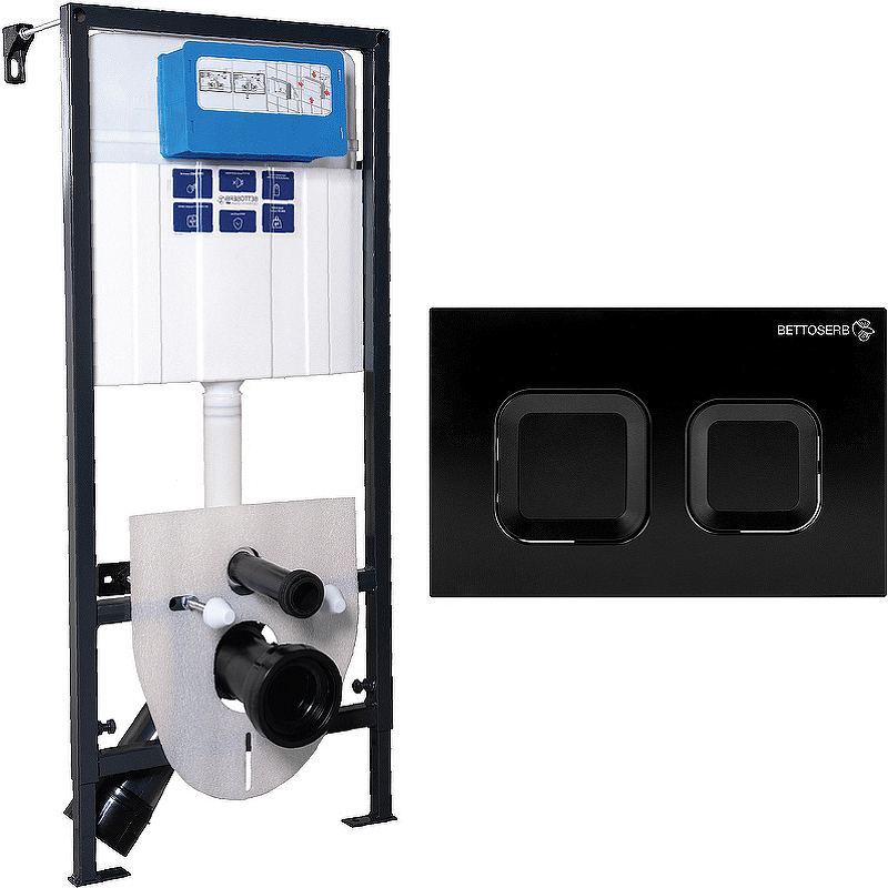 

Инсталляция Bettoserb Sava Fix Slim 40006456 + клавиша Djerma 40006471 черная, Черный / белый, 40006456