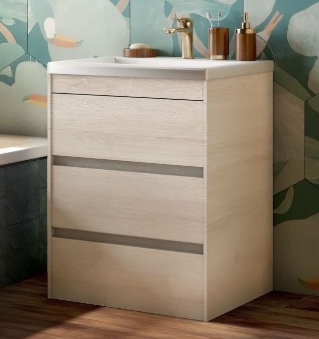 

Тумба с раковиной Art&Max Family-580-3C-PIA-PB Pino Bianco, напольная, Светлое дерево, Family-580-3C-PIA-PB