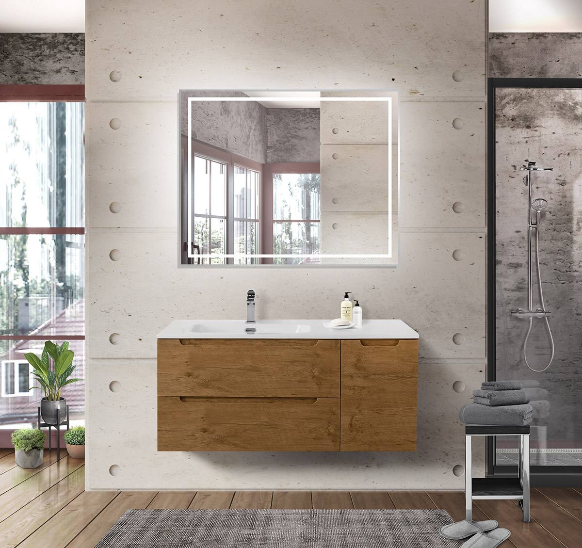 

Мебель для ванной BelBagno Etna 100 L подвесная, 2 ящика, 1 дверца, Rovere Nature, Дерево, ETNA-1000-2C-1A-SO-RN-L