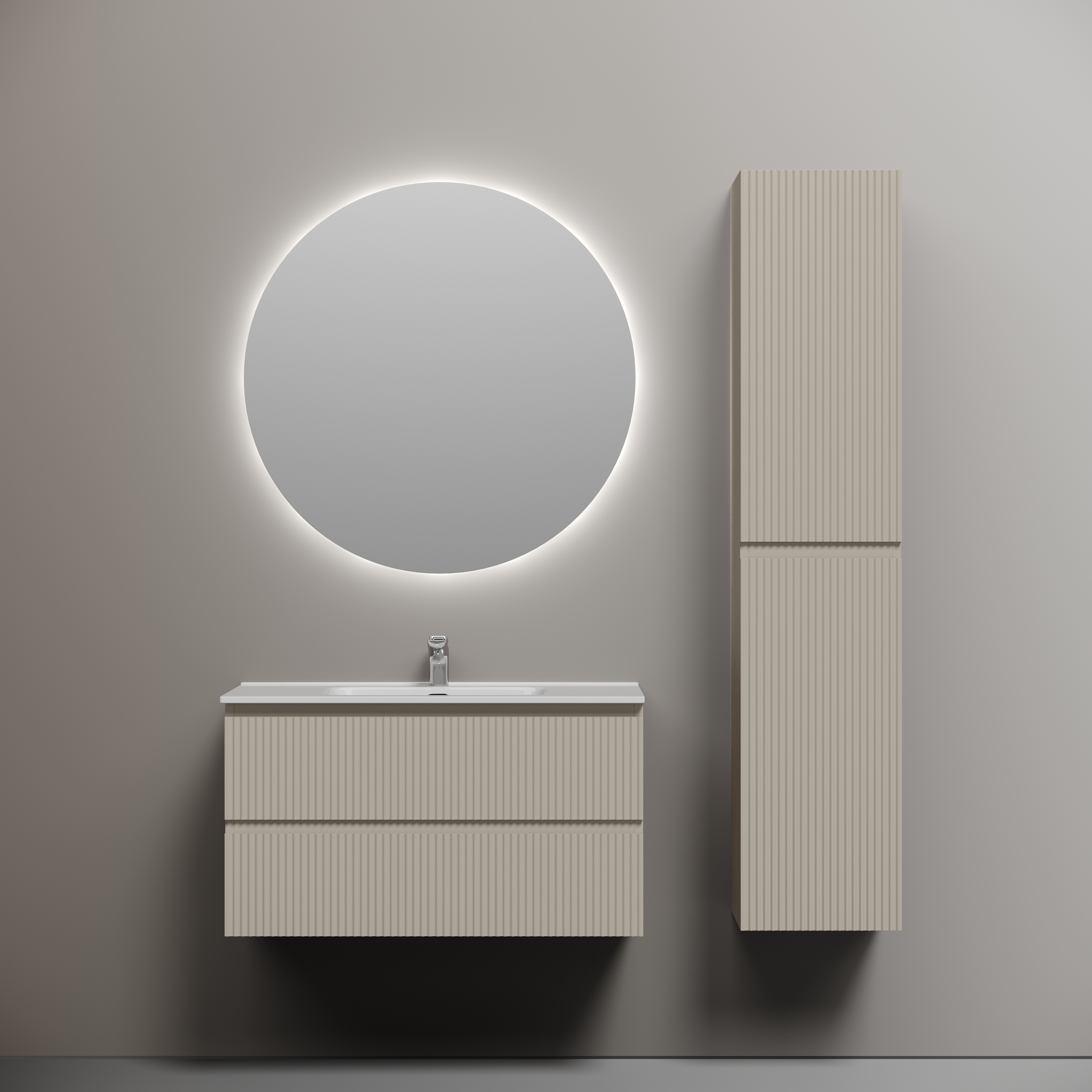 

Мебель для ванной Sancos Snob R 90 подвесная, 2 ящика, Beige Soft (раковина CN7002), Бежевый матовый, SNR90CE