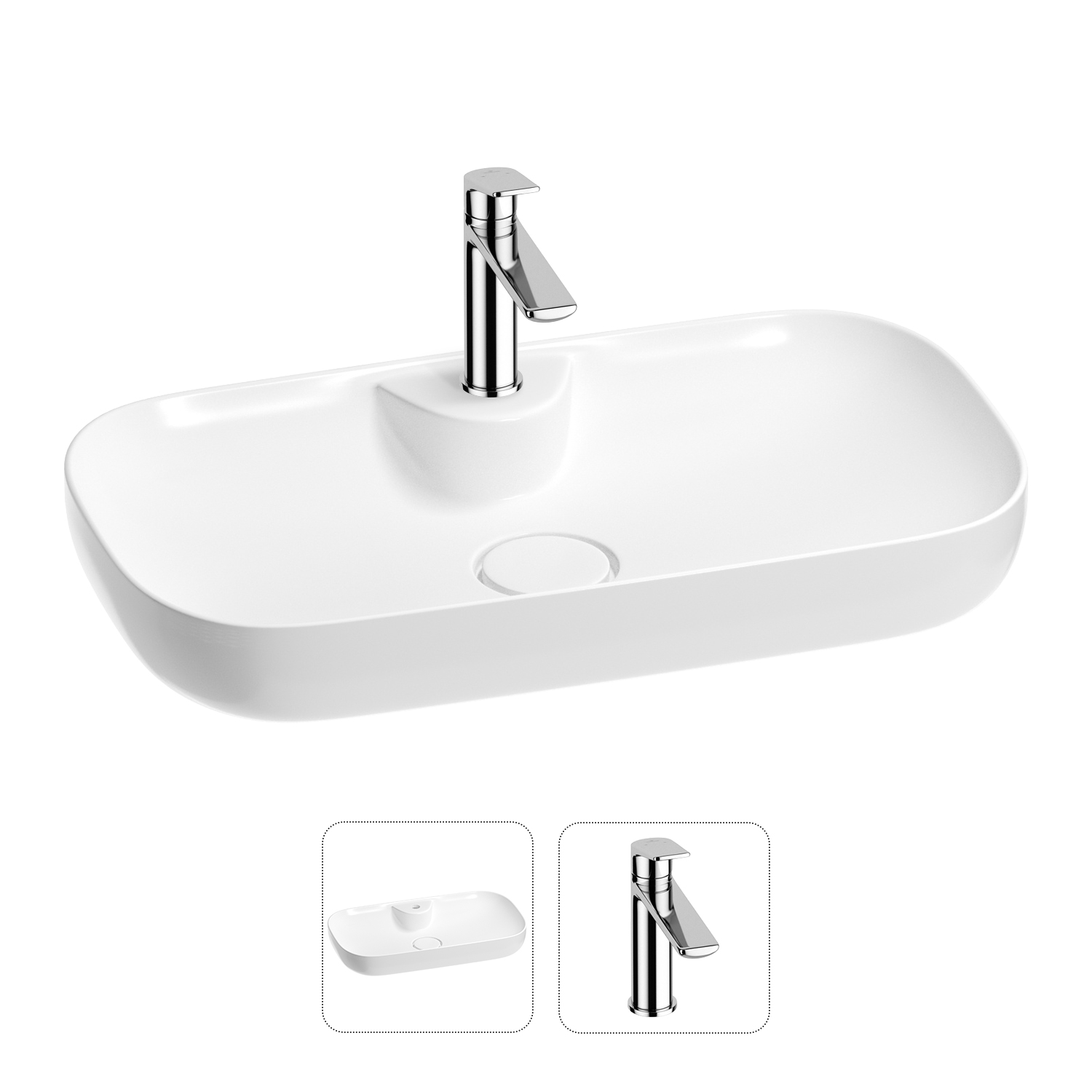 

Раковина для ванной Wellsee Croquis 2.0 201000621 в наборе 2 в 1, Нержавеющая сталь, 201000621