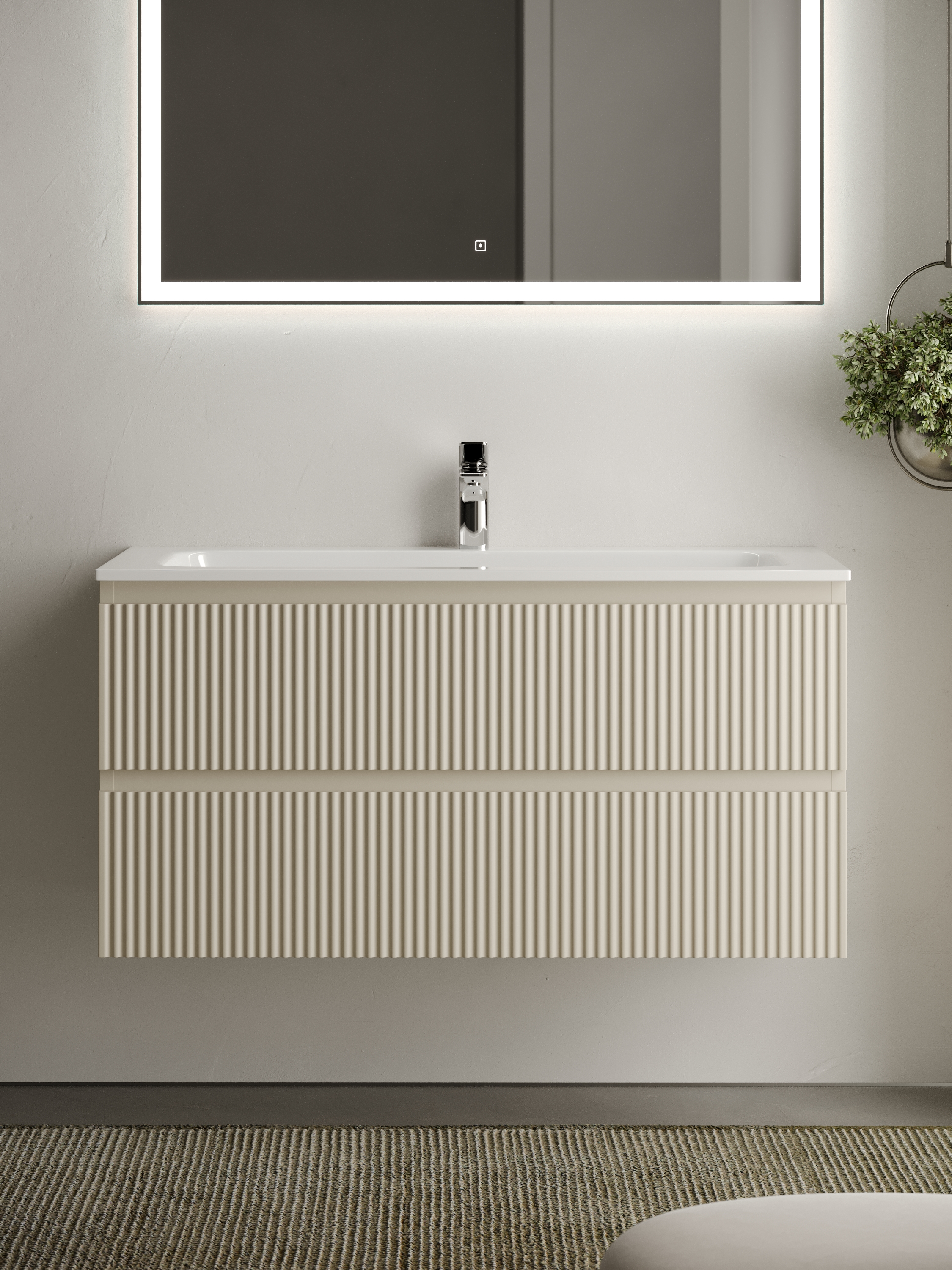

Тумба с раковиной Sancos Snob R 100 SNR100CE 2 ящика, Beige Soft, Серый, Snob R 100