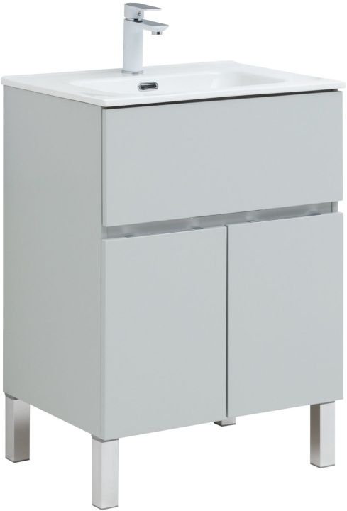

Тумба с раковиной Aquanet Алвита New 60 1 ящик, 2 дверцы, серая, Серый, Алвита New 60
