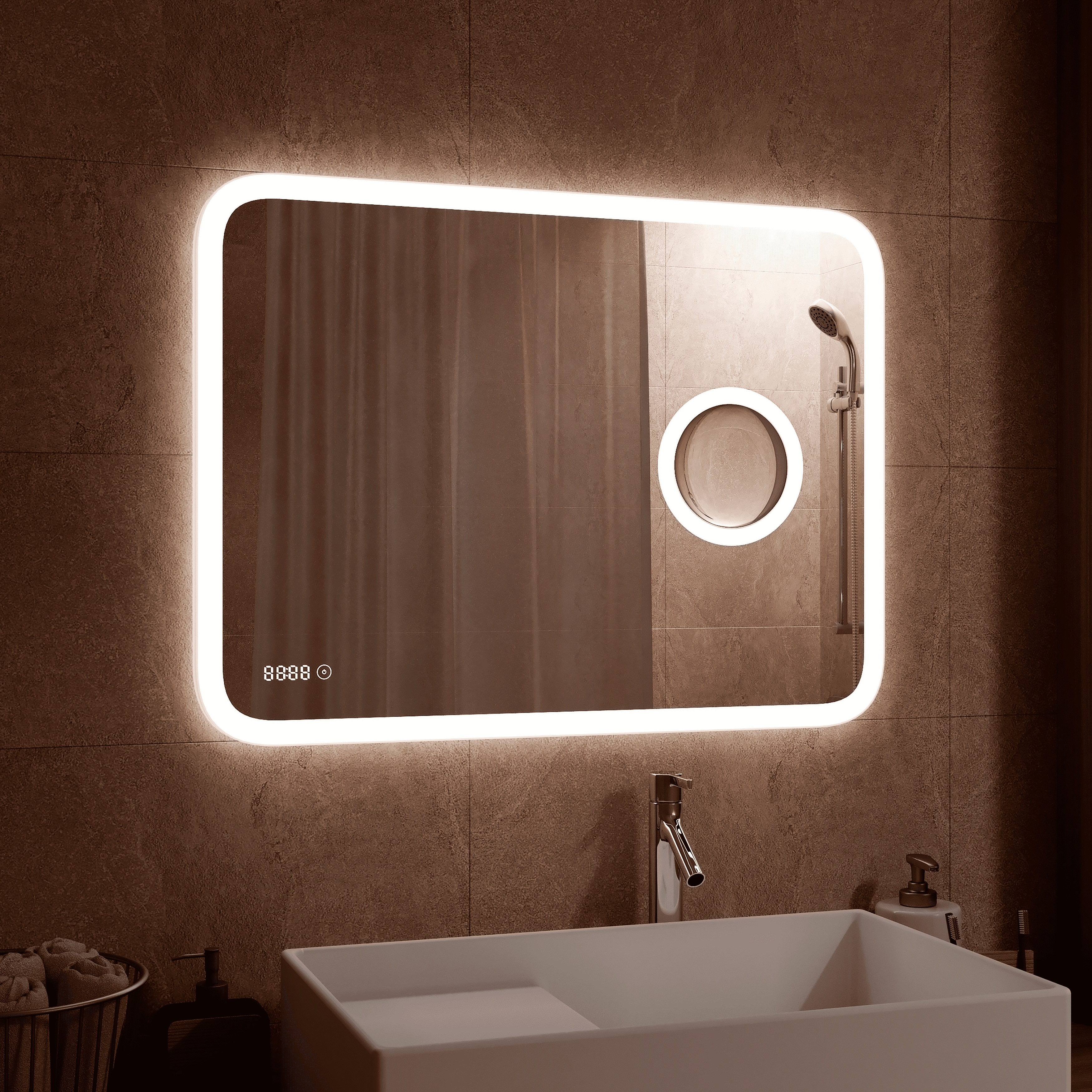 

Зеркало Континент Bliss LED 80х60 с подсветкой, с часами, Белый, Bliss LED ЗЛП429