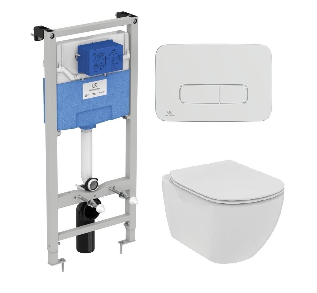 

Комплект инсталляция Ideal Standard Prosys Frame R020467+унитаз Ideal Standard Tesi Rimless T536001+кнопка смыва R0123AA, Белый, R020467+T536001+R0123AA